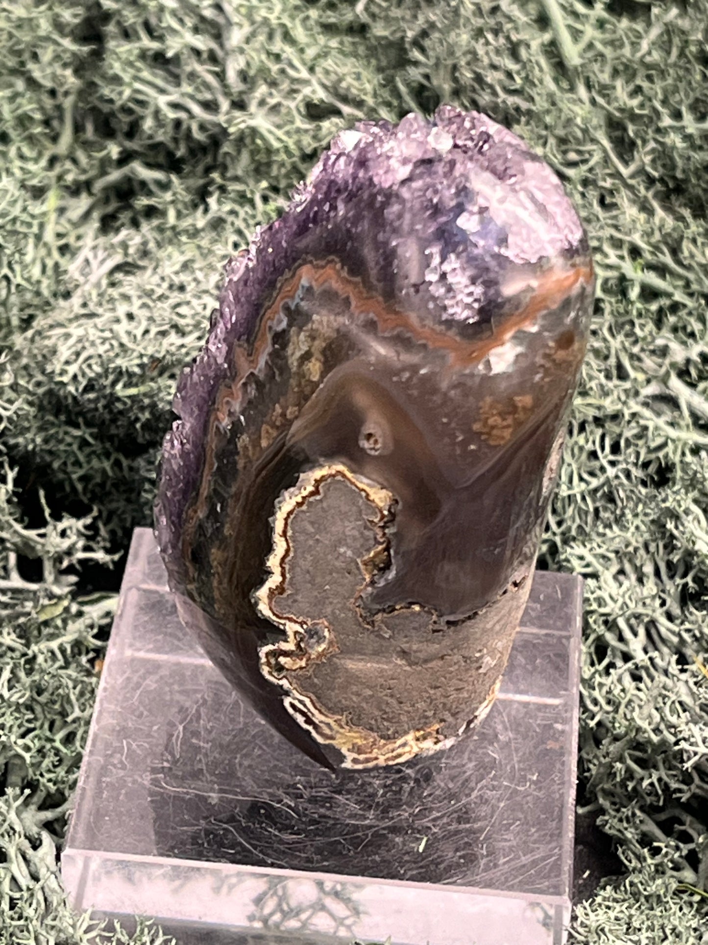 Achatisierte Amethyst Druse aus Uruguay (152g) - schöne dunkle Kristalle