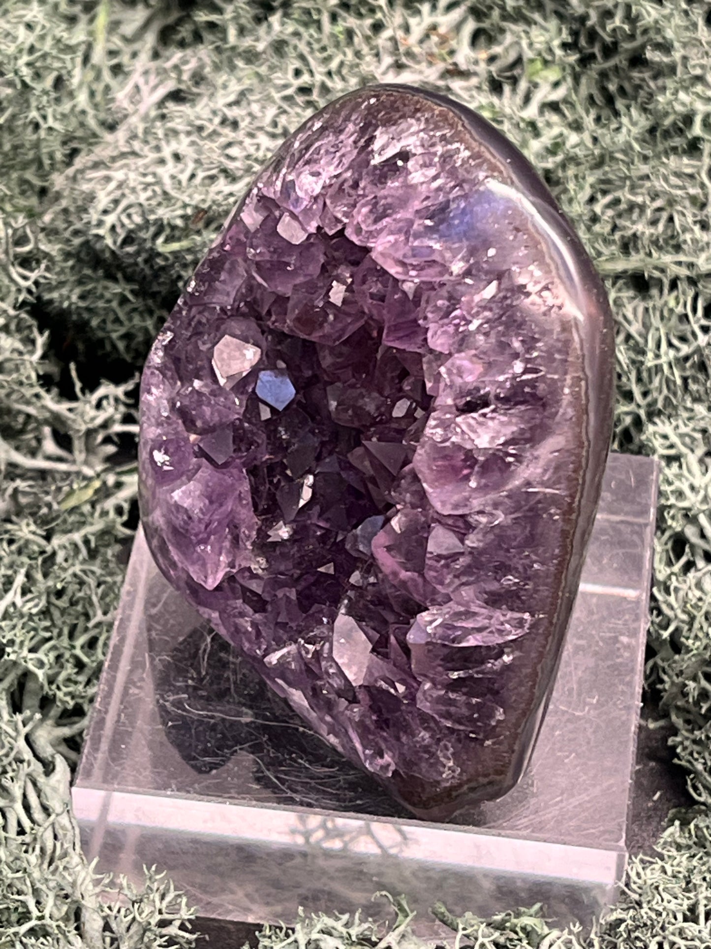 Achatisierte Amethyst Druse aus Uruguay (112g) - schöne dunkle Kristalle