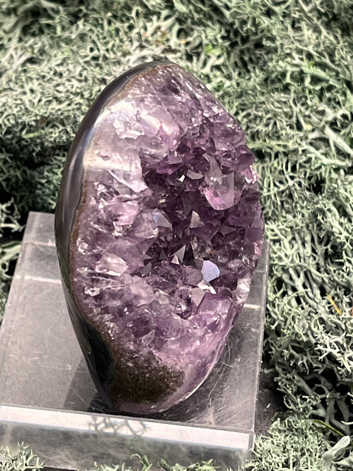 Achatisierte Amethyst Druse aus Uruguay (112g) - schöne dunkle Kristalle