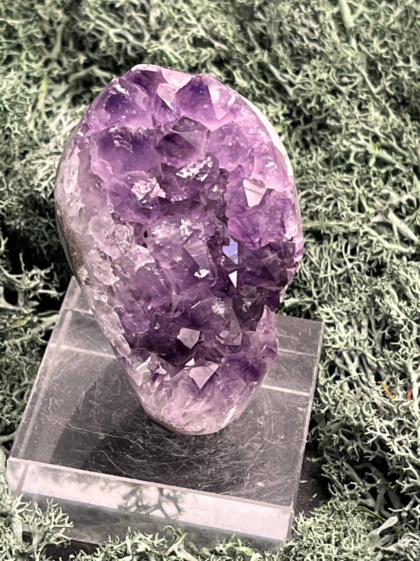 Achatisierte Amethyst Druse aus Uruguay (147g) - schöne dunkle Kristalle