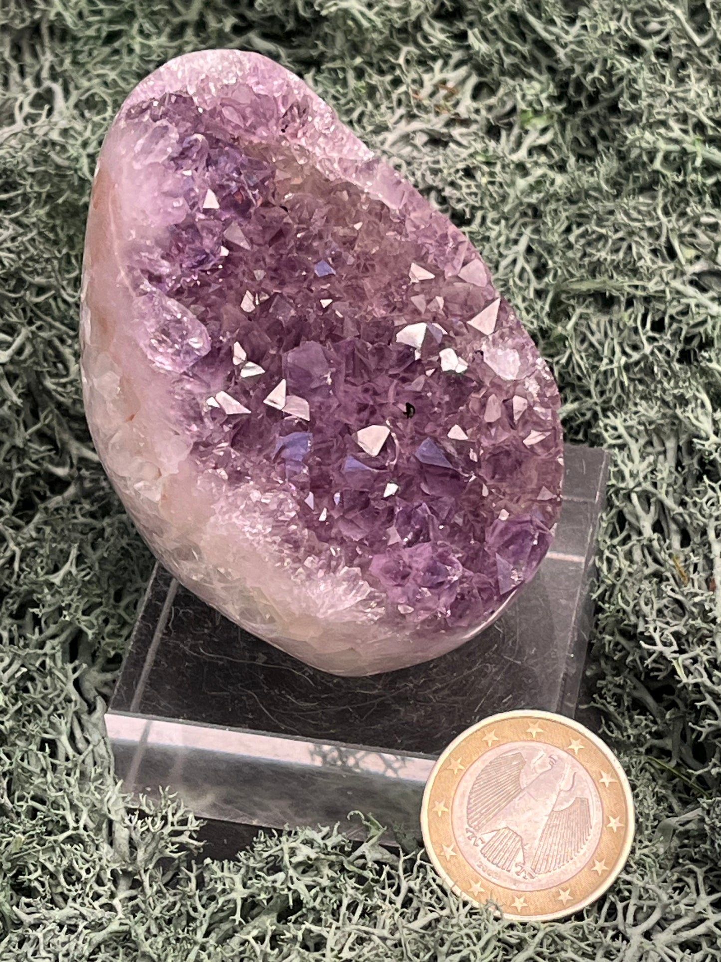 Achatisierte Amethyst Druse aus Uruguay (213g) - schöne hellviolette Kristalle