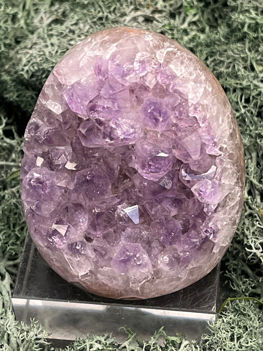 Achatisierte Amethyst Druse aus Uruguay (223g) - schöne hellviolette Kristalle