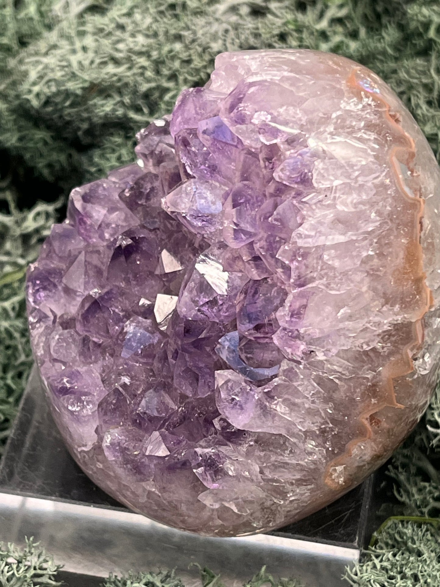 Achatisierte Amethyst Druse aus Uruguay (223g) - schöne hellviolette Kristalle - crystal paradise