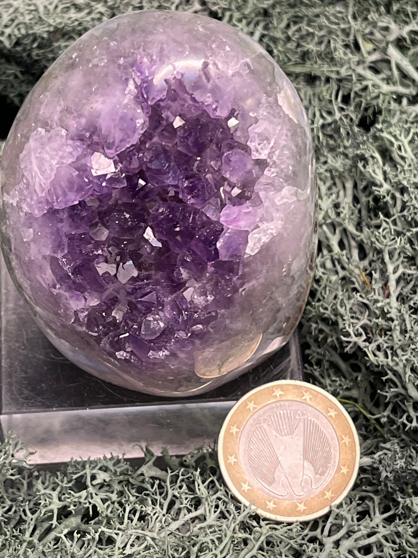 Achatisierte Amethyst Druse aus Uruguay (245g) - schöne hellviolette Kristalle und Rand - crystal paradise