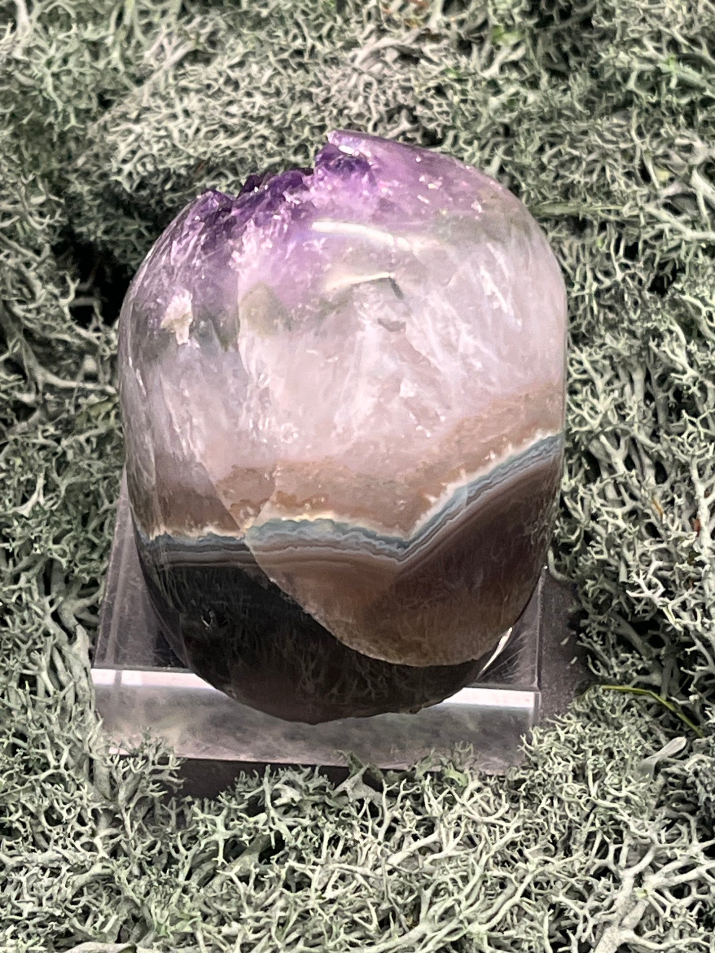 Achatisierte Amethyst Druse aus Uruguay (245g) - schöne hellviolette Kristalle und Rand - crystal paradise