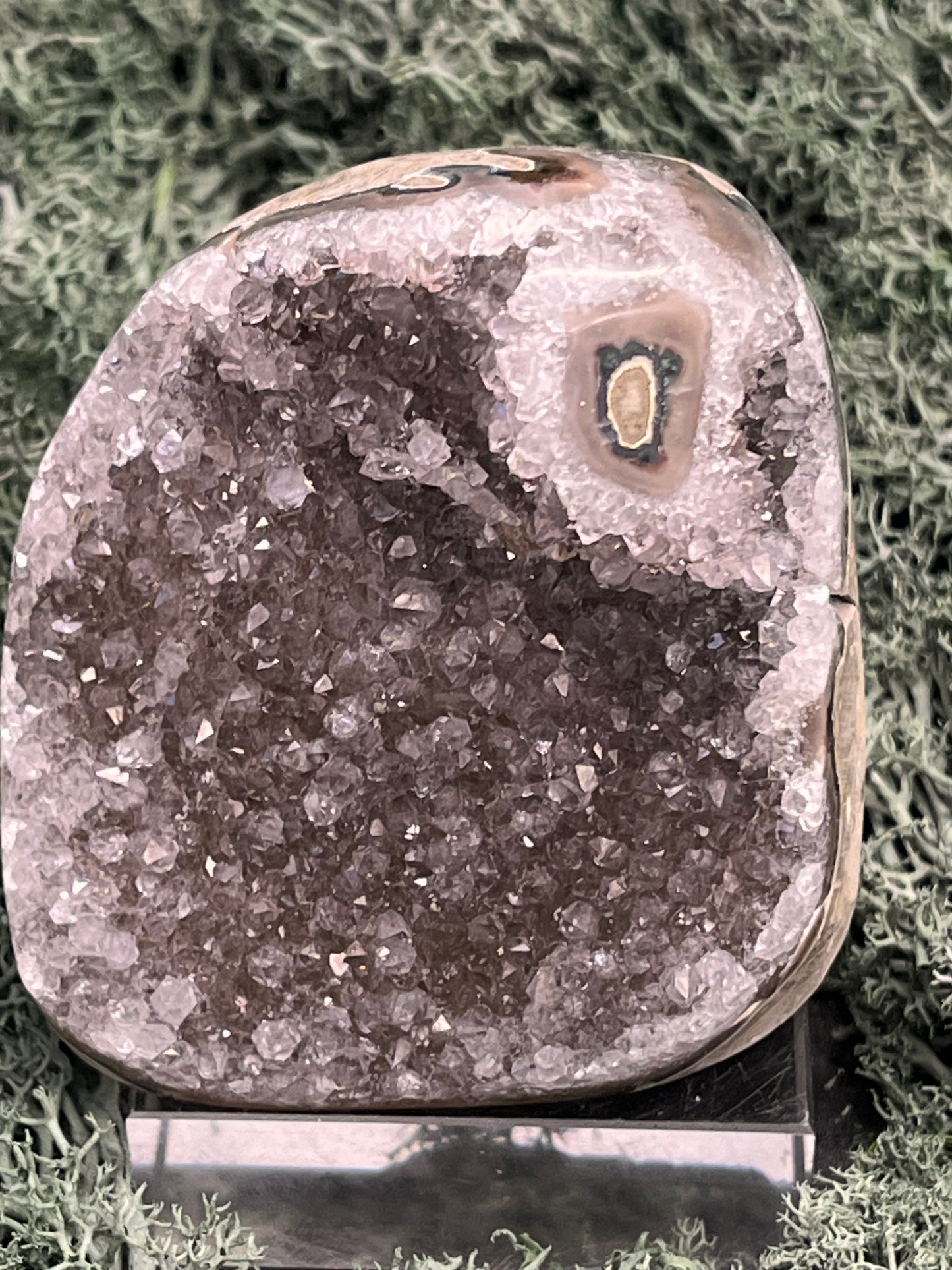 Achatisierte Amethyst Druse aus Uruguay (317g) - schöne helle Kristalle und Achatisierung