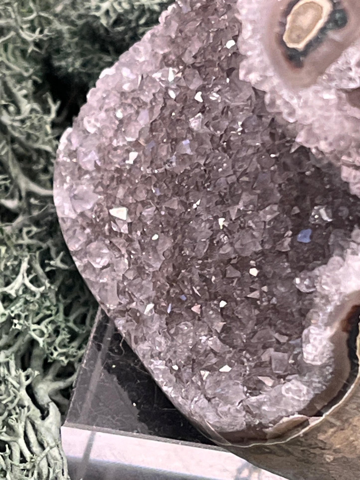 Achatisierte Amethyst Druse aus Uruguay (317g) - schöne helle Kristalle und Achatisierung