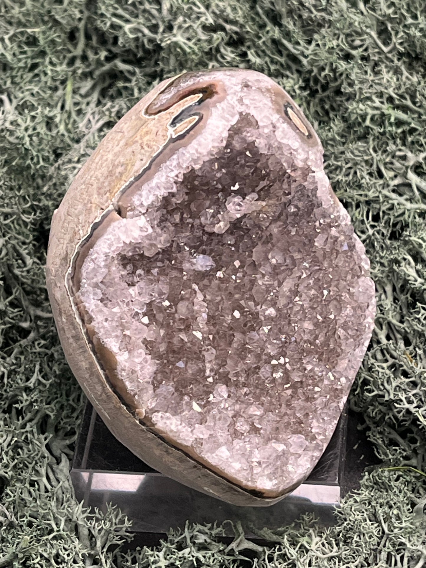 Achatisierte Amethyst Druse aus Uruguay (317g) - schöne helle Kristalle und Achatisierung