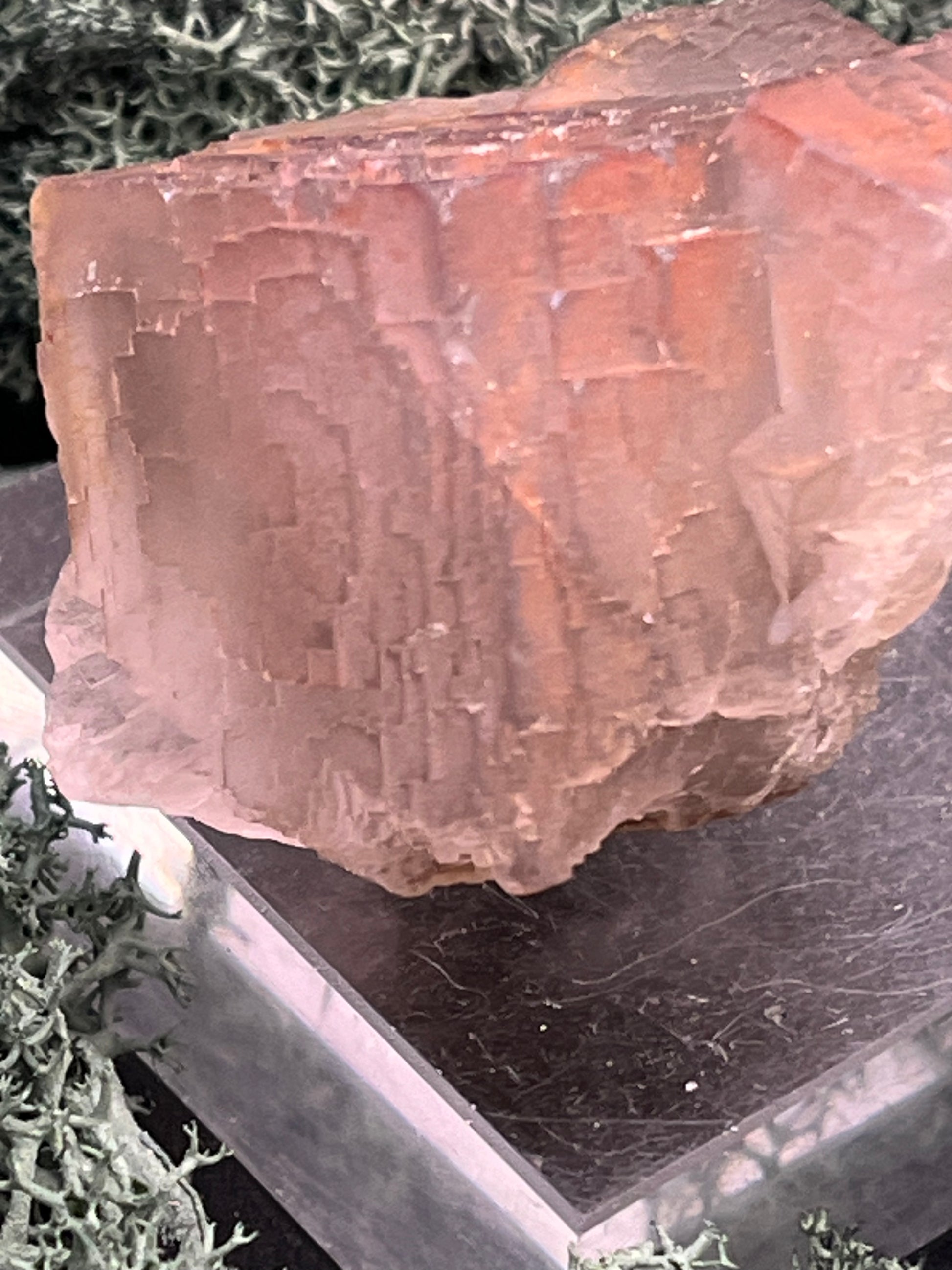 Fluorit Stufe aus Baluchistan/Pakistan (107g) - Stufe mit schöner hellvioletter Barcode Kristallstruktur und Phantom - crystal paradise