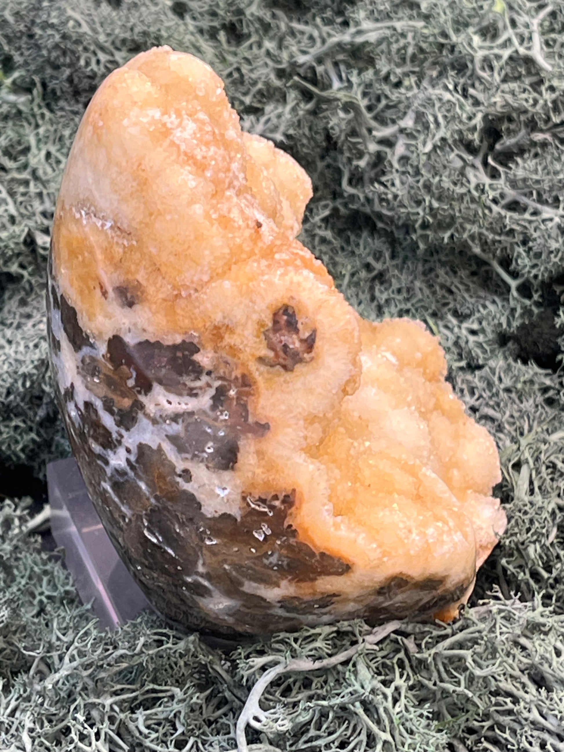 Gold-/beigefarbene Calcit Druzy Freeform aus Pakistan (591g) - super schöne Kugelkristalle und Druzyse - crystal paradise