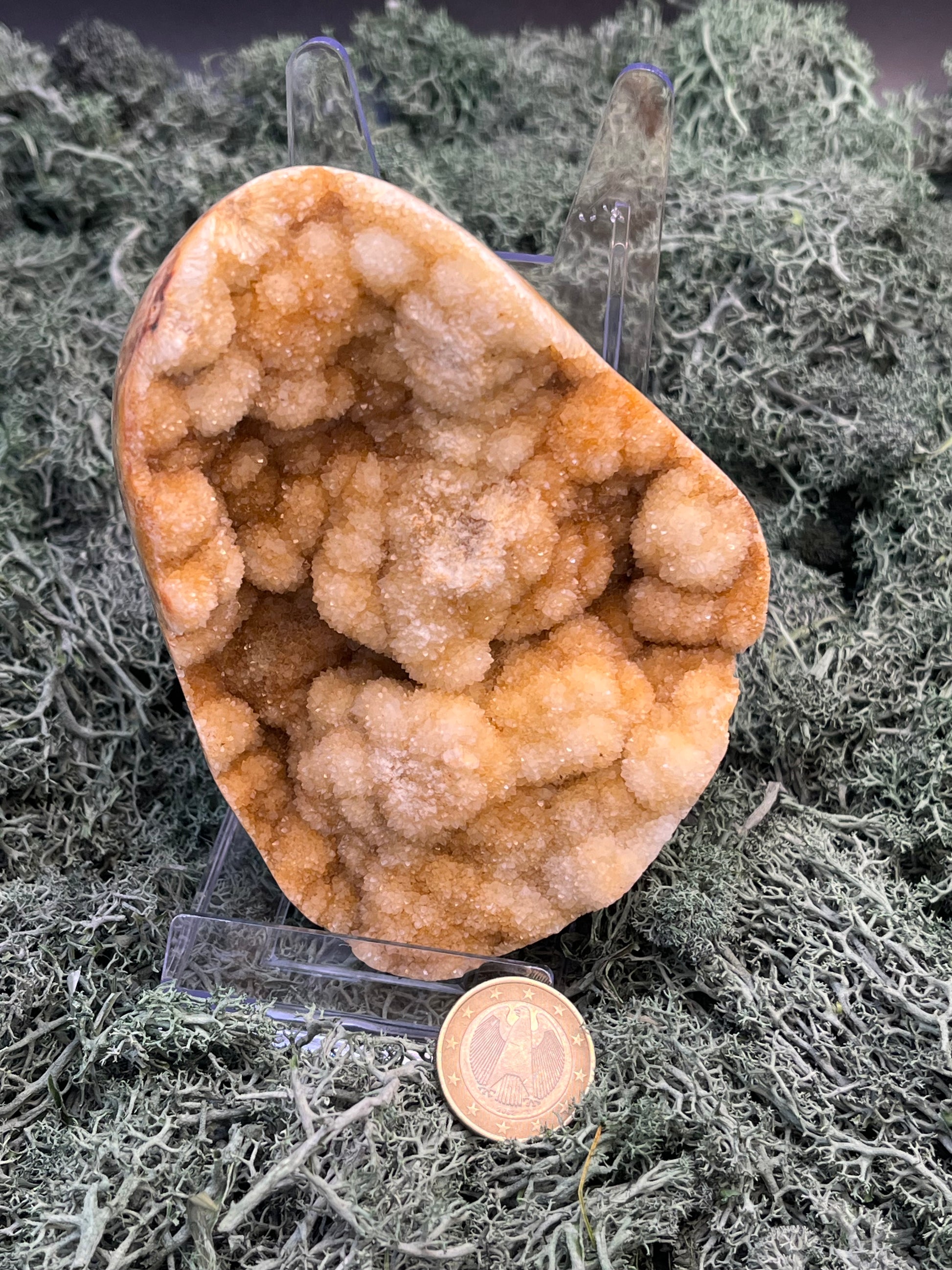 Gold-/beigefarbene Calcit Druzy Freeform aus Pakistan (842g) - super schöne Kugelkristalle und Druzys - crystal paradise