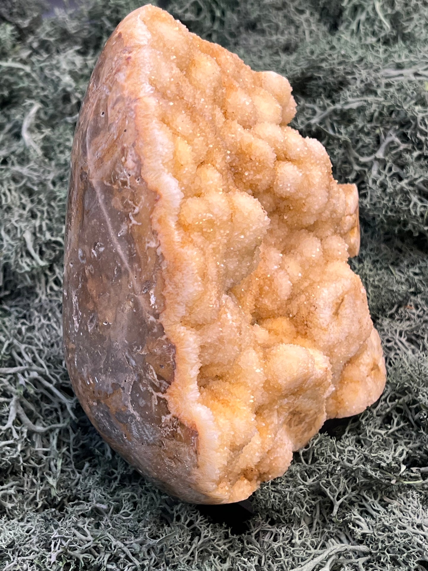 Gold-/beigefarbene Calcit Druzy Freeform aus Pakistan (1301g) - super schöne grosse Kugelkristalle und Druzys - crystal paradise