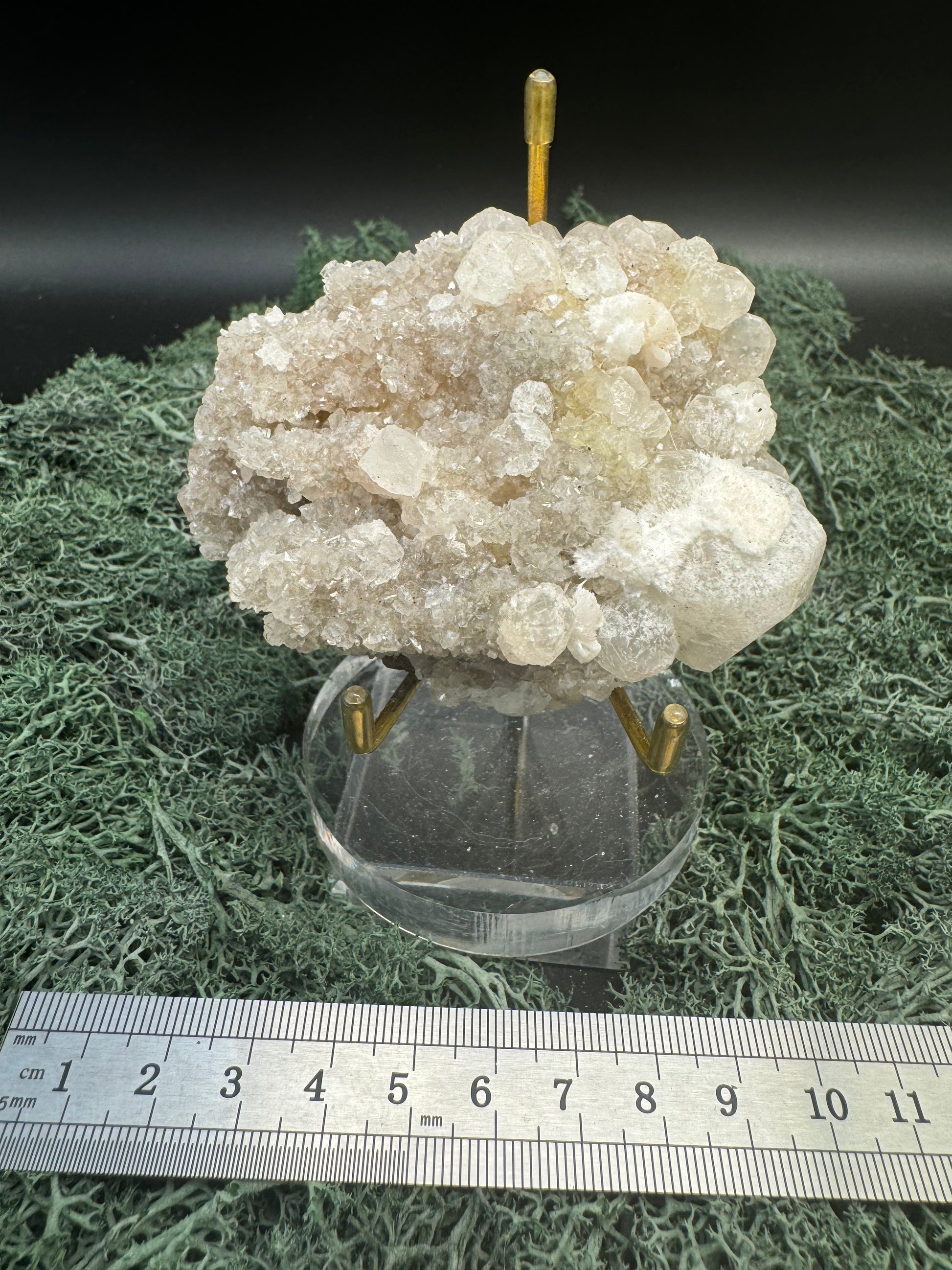 Okenit auf Calcit und Apophyllit Cluster aus Indien (166g) - viele Apophyllit Kristalle - crystal paradise