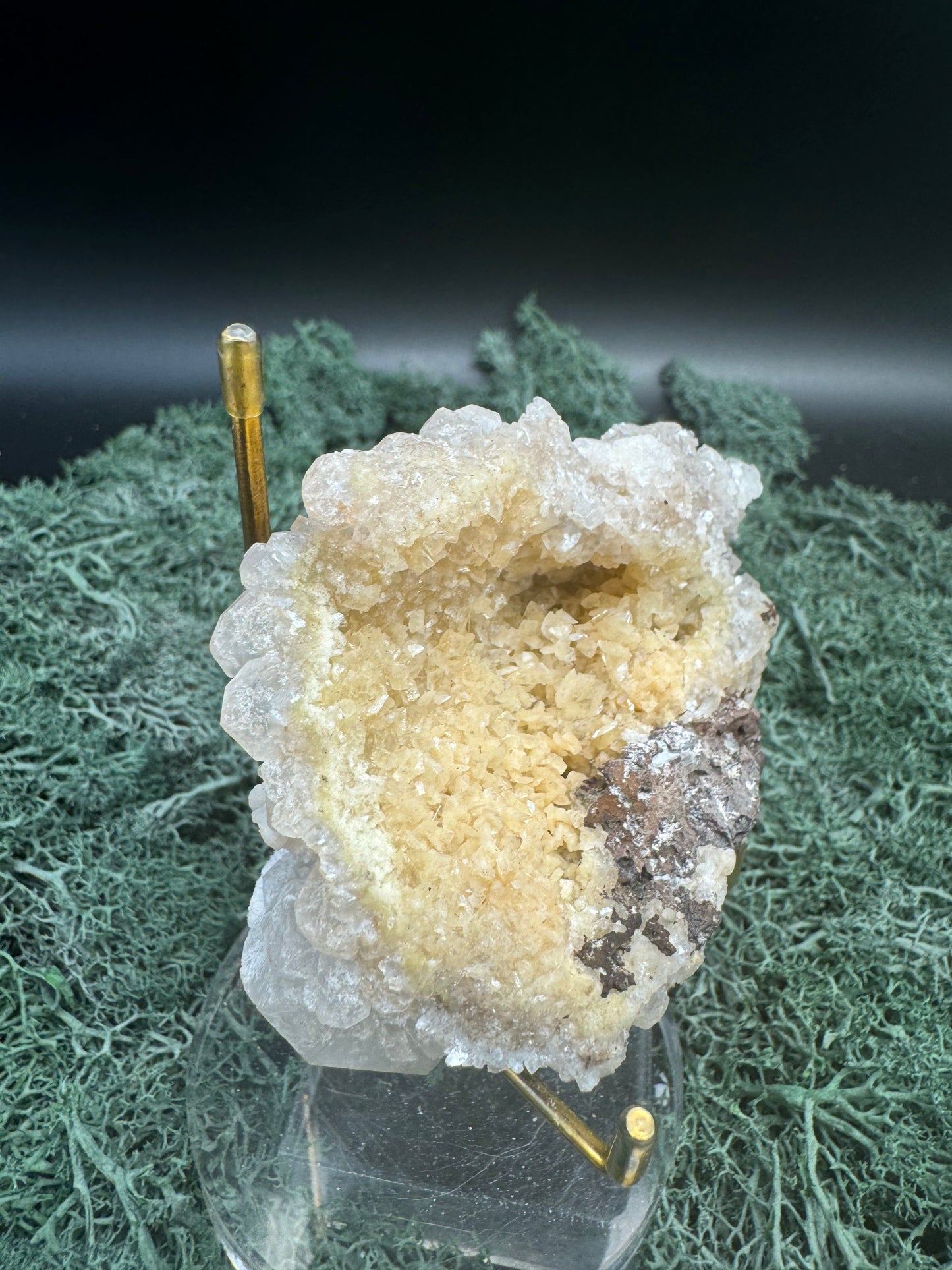 Okenit auf Calcit und Apophyllit Cluster aus Indien (166g) - viele Apophyllit Kristalle - crystal paradise