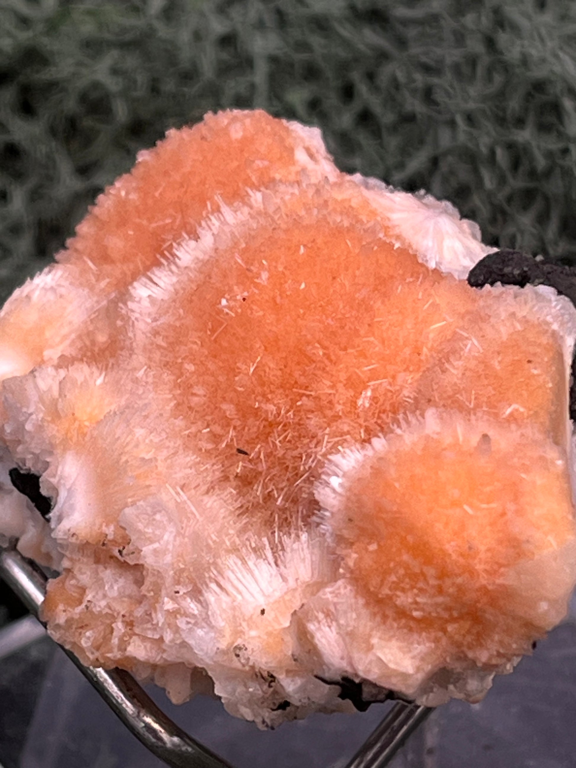 Thomsonit aus Indien (52g) - Stufe - leuchtend orange Farbe, schöne mehrere Kugelbildungen auf Muttergestein - crystal paradise