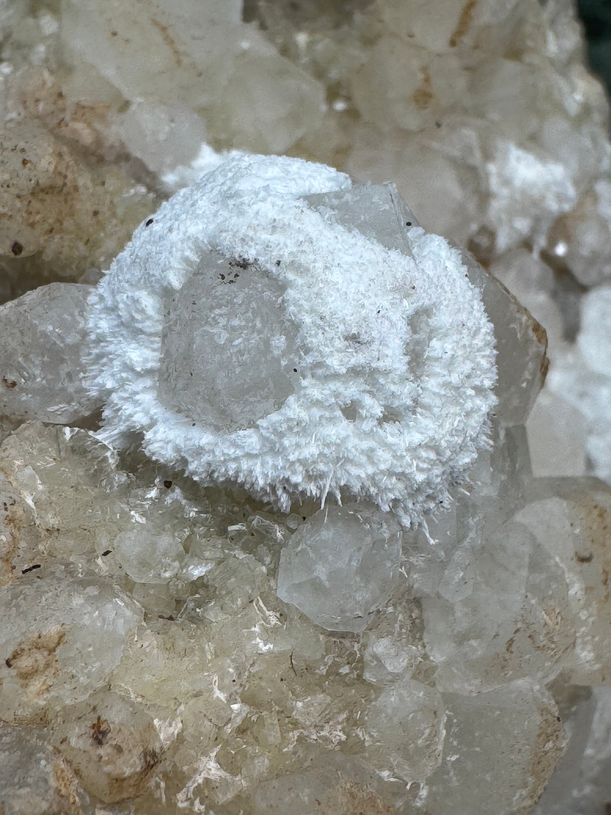 Okenit auf Apophyllit XXL Cluster aus Indien (1238g) - sehr schöne Kugelkristalle - crystal paradise