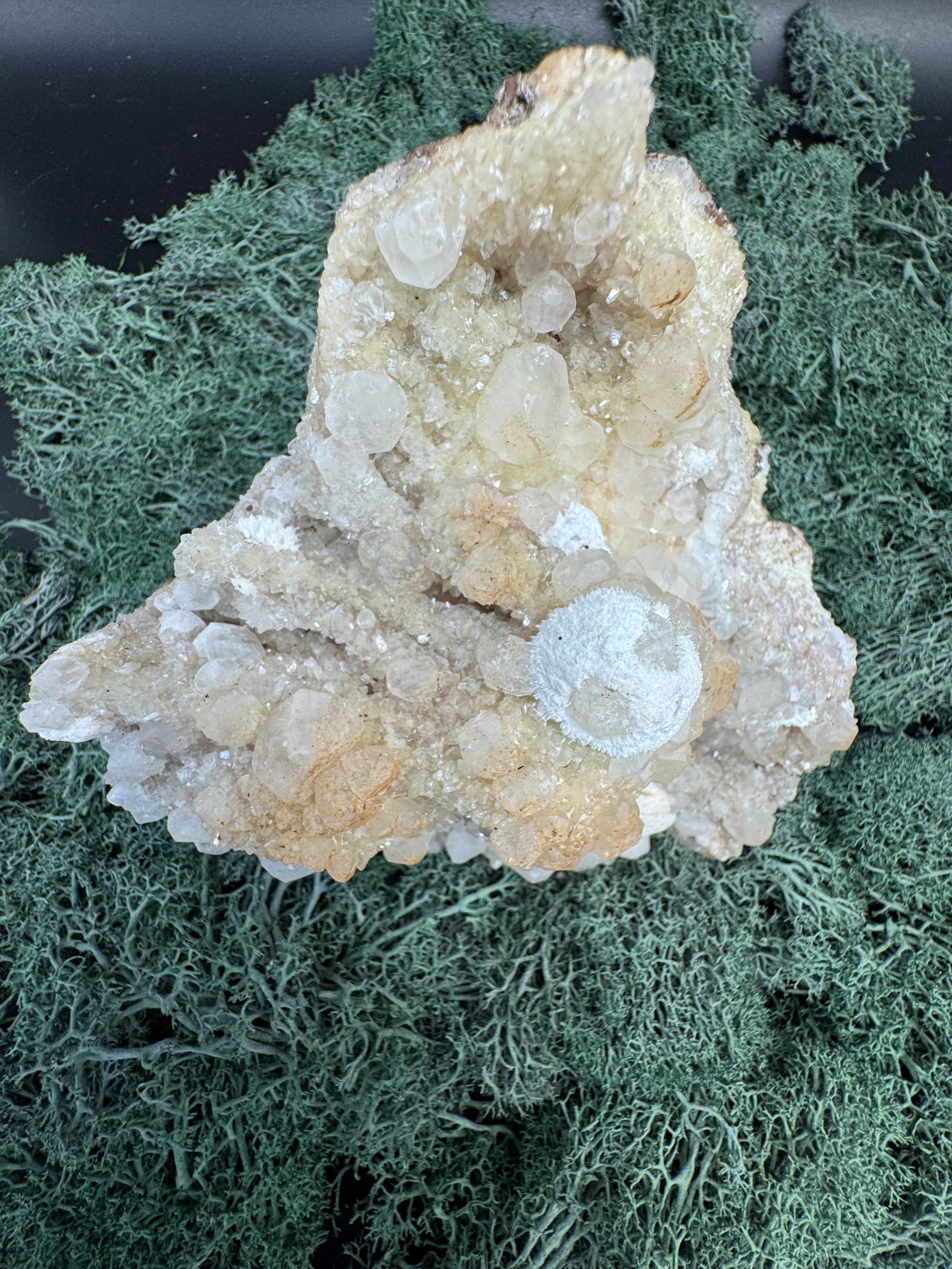 Okenit auf Apophyllit XXL Cluster aus Indien (1238g) - sehr schöne Kugelkristalle - crystal paradise