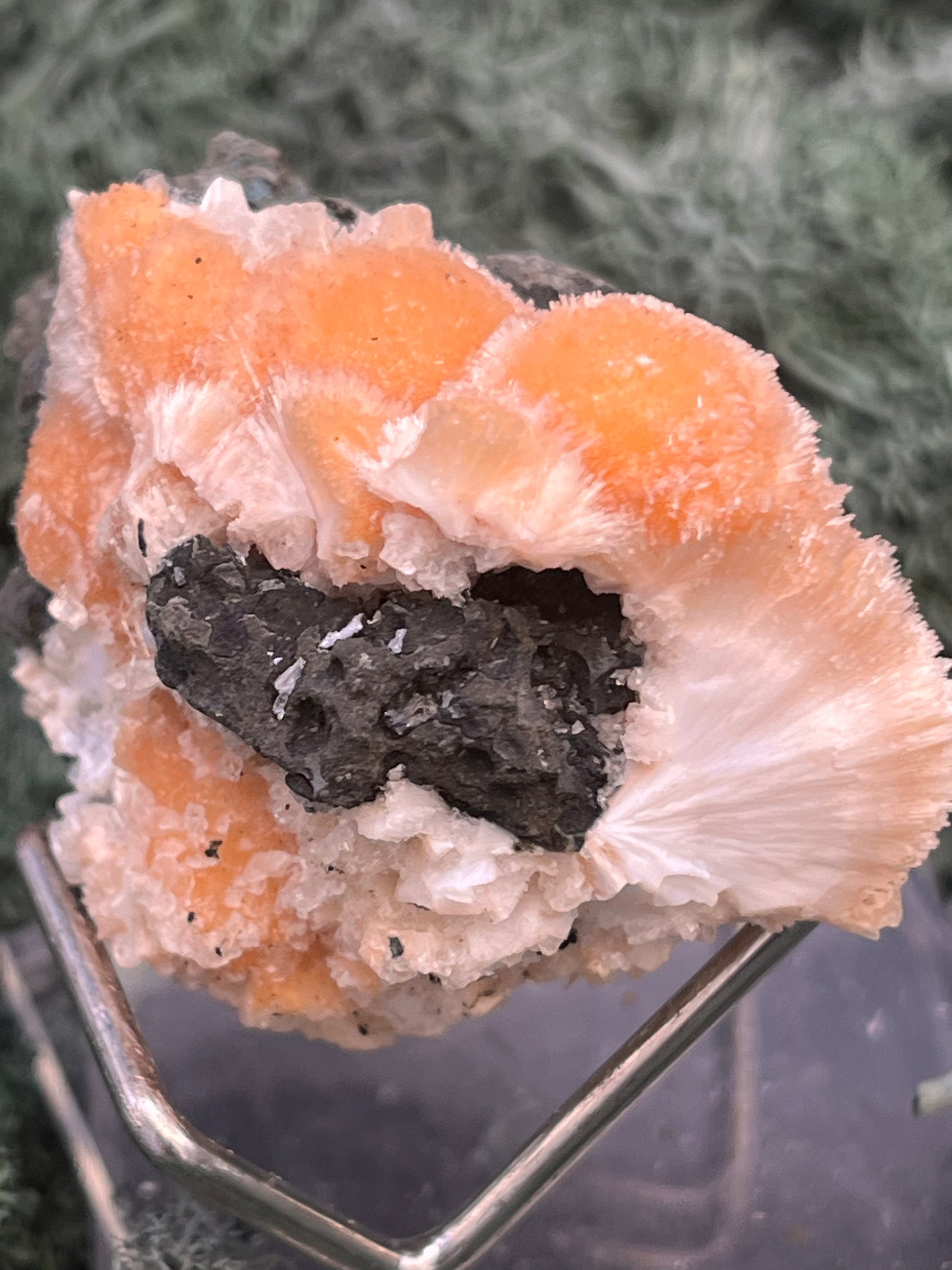 Thomsonit aus Indien (59g) - Stufe - leuchtend orange Farbe, schöne Kugelbildungen - crystal paradise