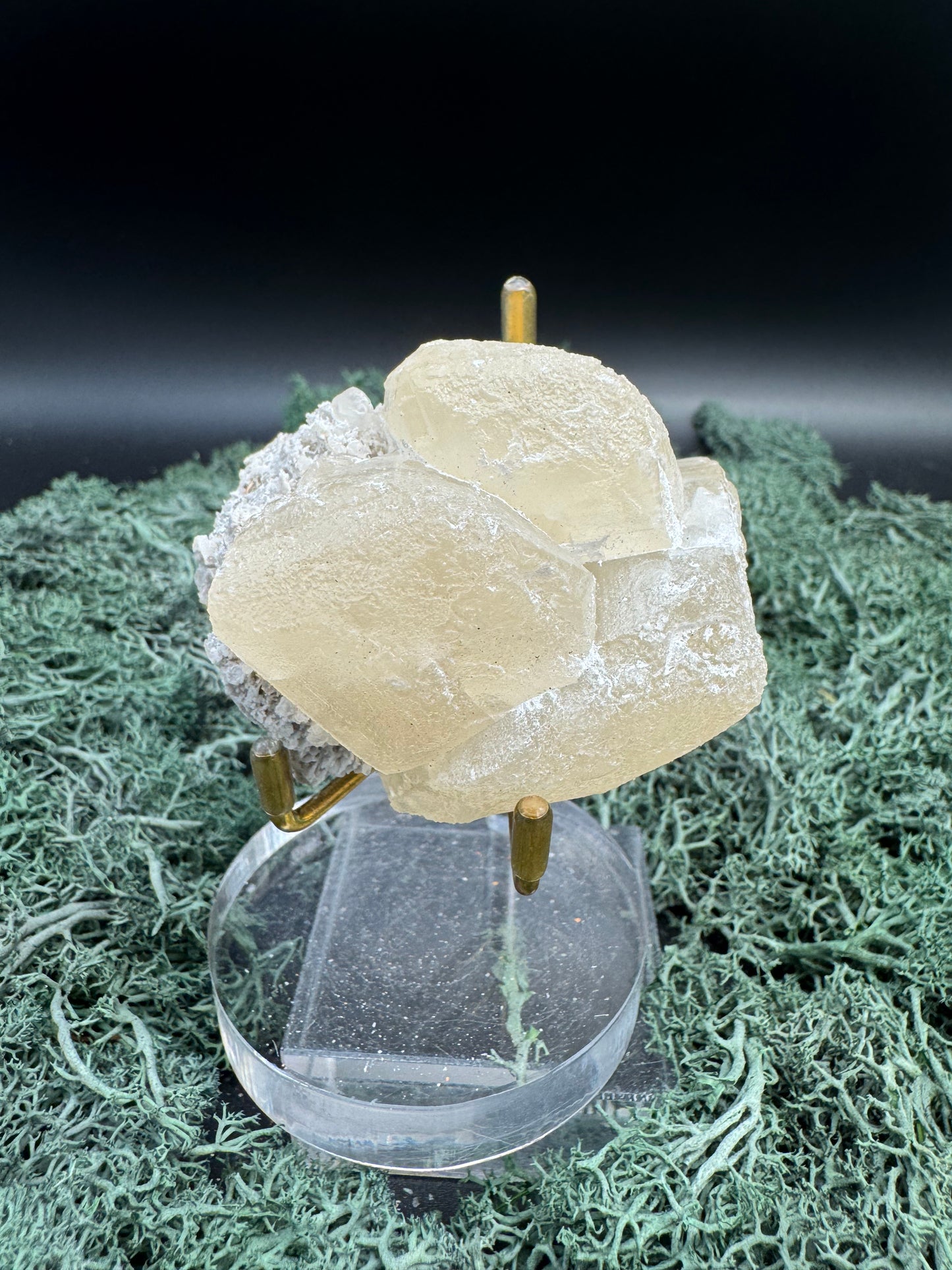 Gelber Calcit Stufe (164g) aus Hubei, China - schöne große Kristalle - crystal paradise