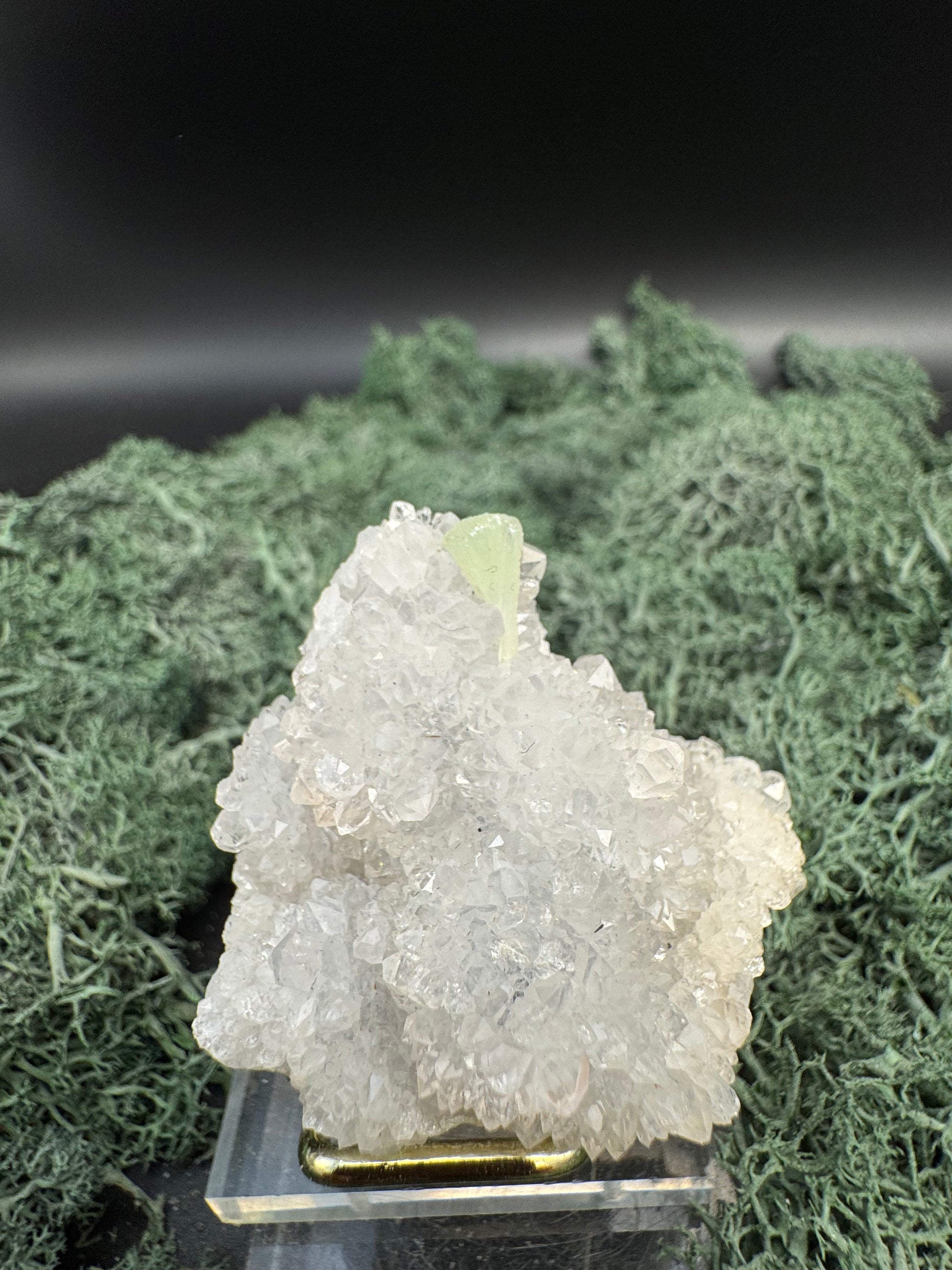 Prehnit und Quarz Handstufe aus Hubei, China (67g) - hellgrüner Kristall - crystal paradise