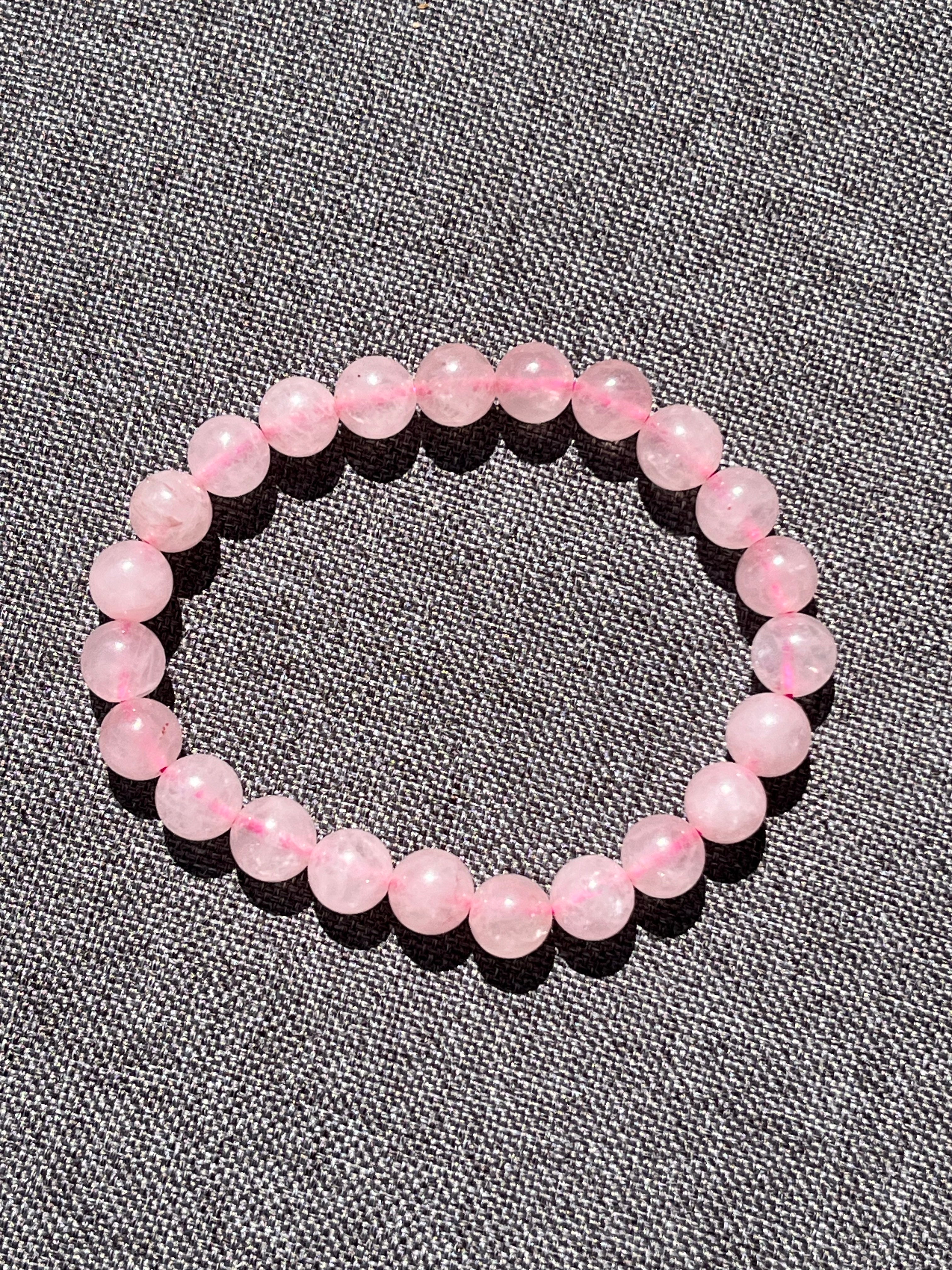 Armband aus Rosenquarz-Perlen 8 mm - 1 Stück - crystal paradise