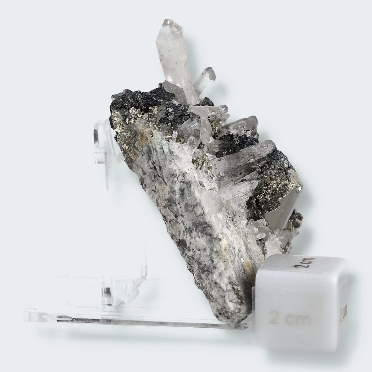 Pyrit an Bergkristall Zepter aus Indonesien (157g)