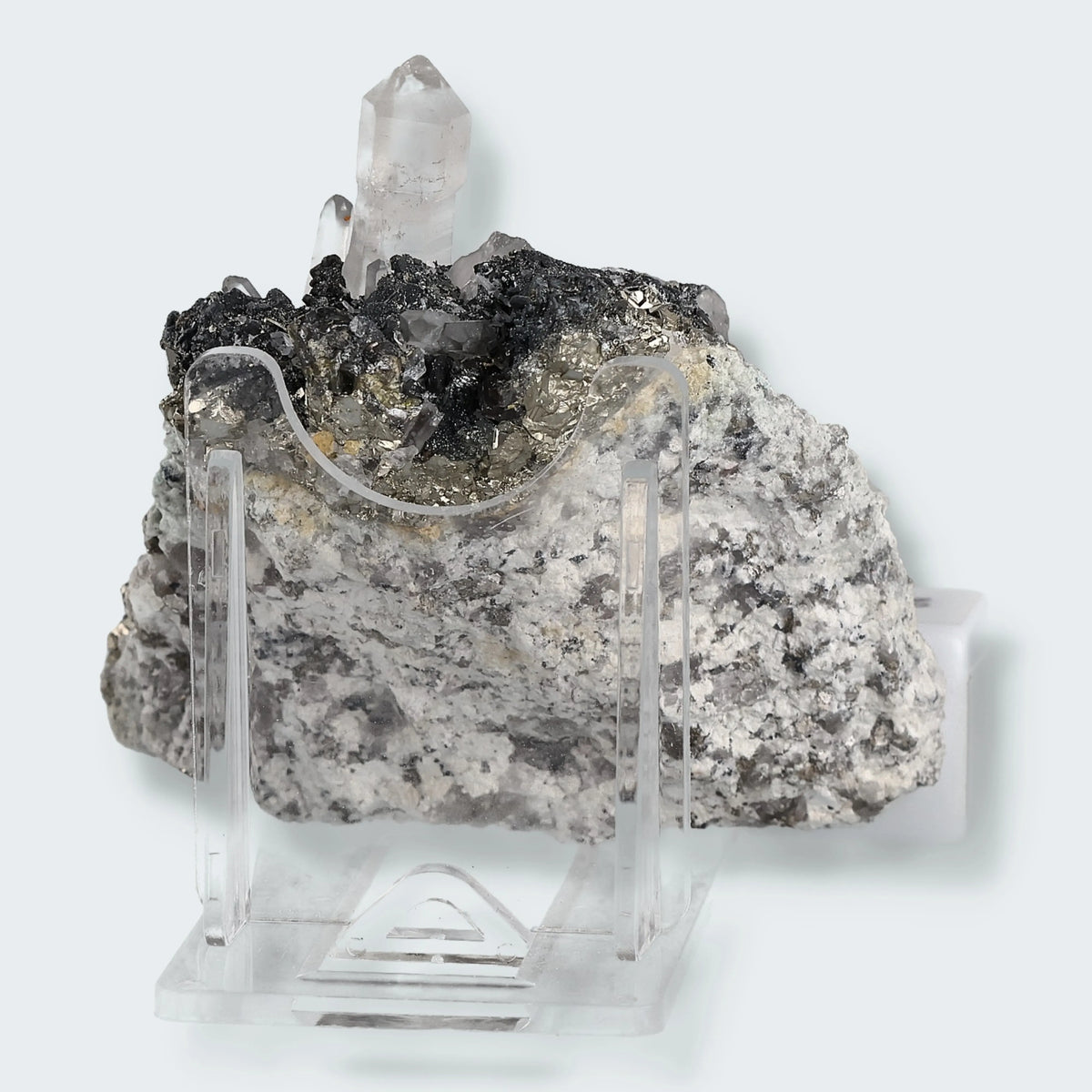 Pyrit an Bergkristall Zepter aus Indonesien (157g)