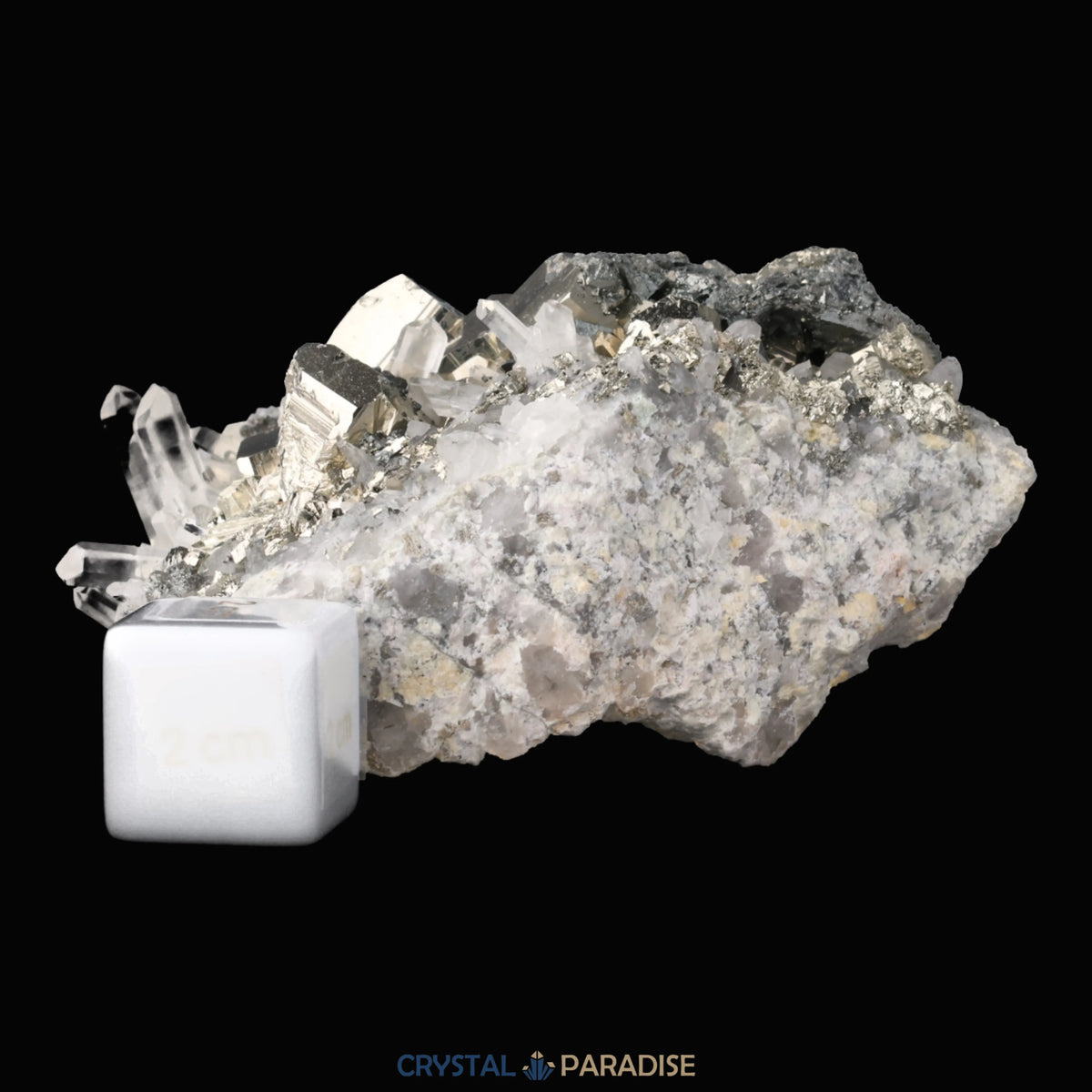 Pyrit an Bergkristall aus Indonesien (448g)