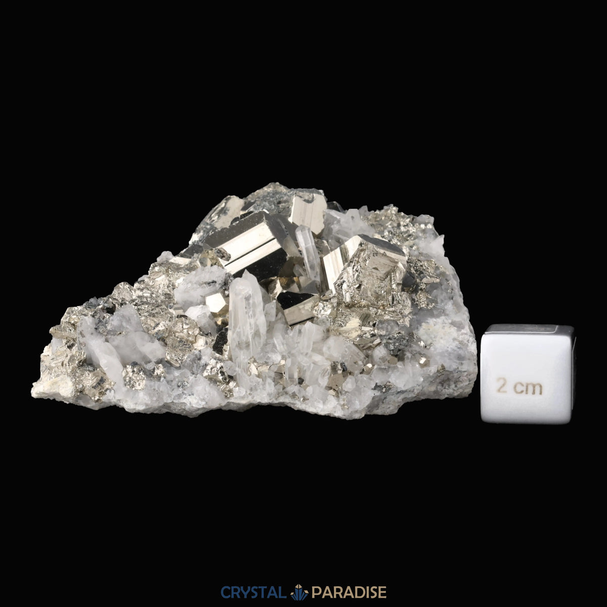 Pyrit an Bergkristall aus Indonesien (448g)