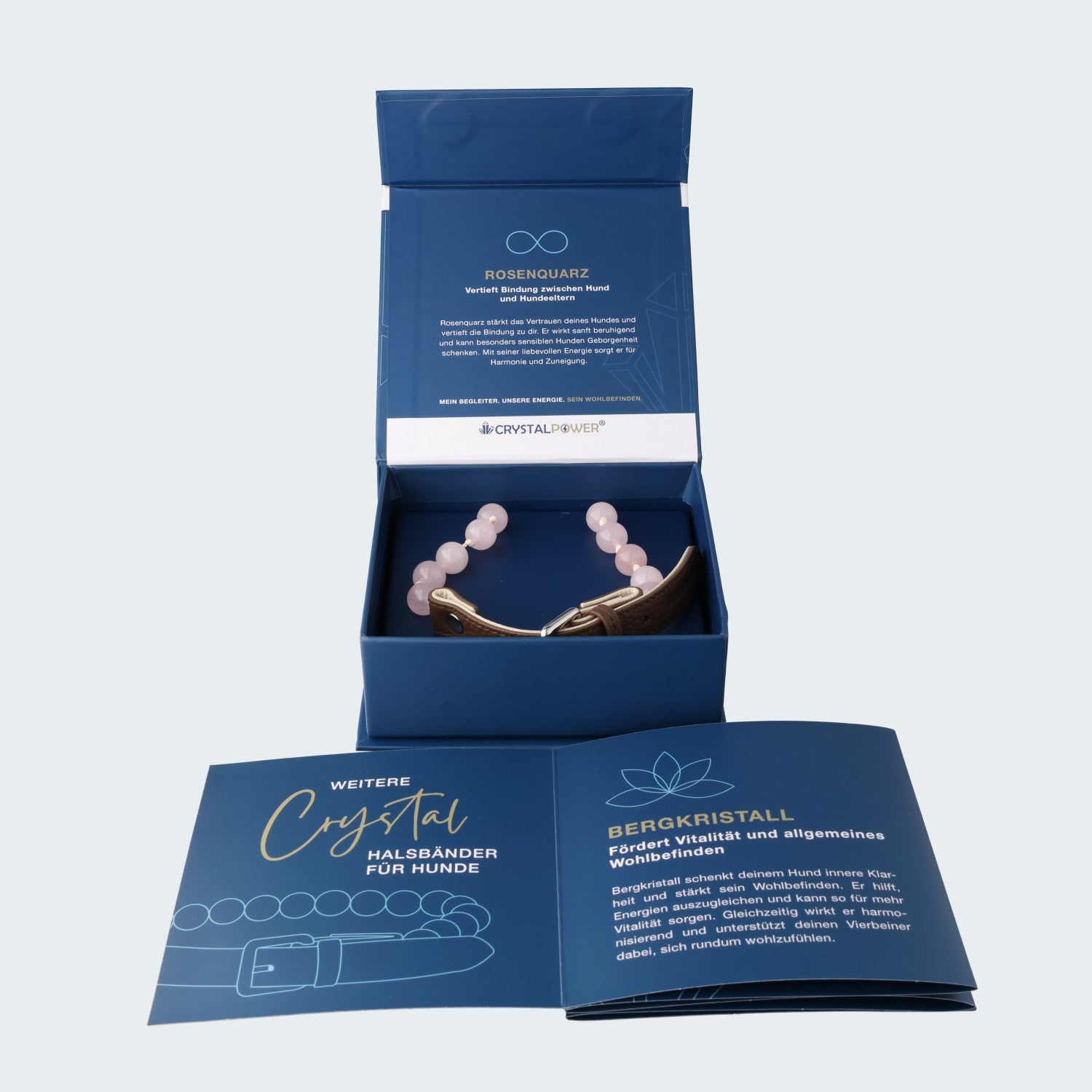 Rosenquarz–vertieft Bindung zwischen Hund und Hundeeltern - Hundehalsband crystalpower®