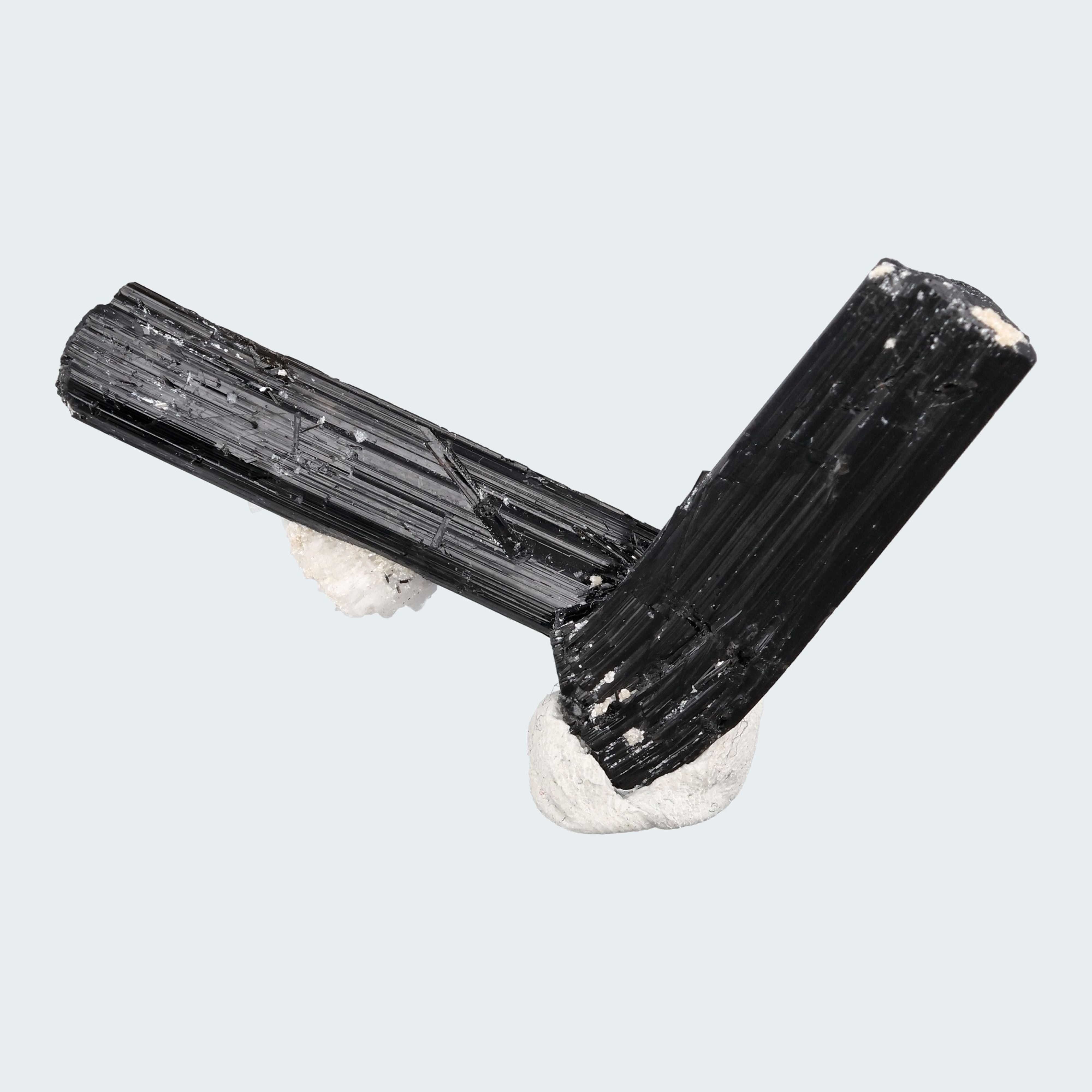 Schwarzer Schörl Turmalin an Himalaya Bergkristall (13g) - L Form