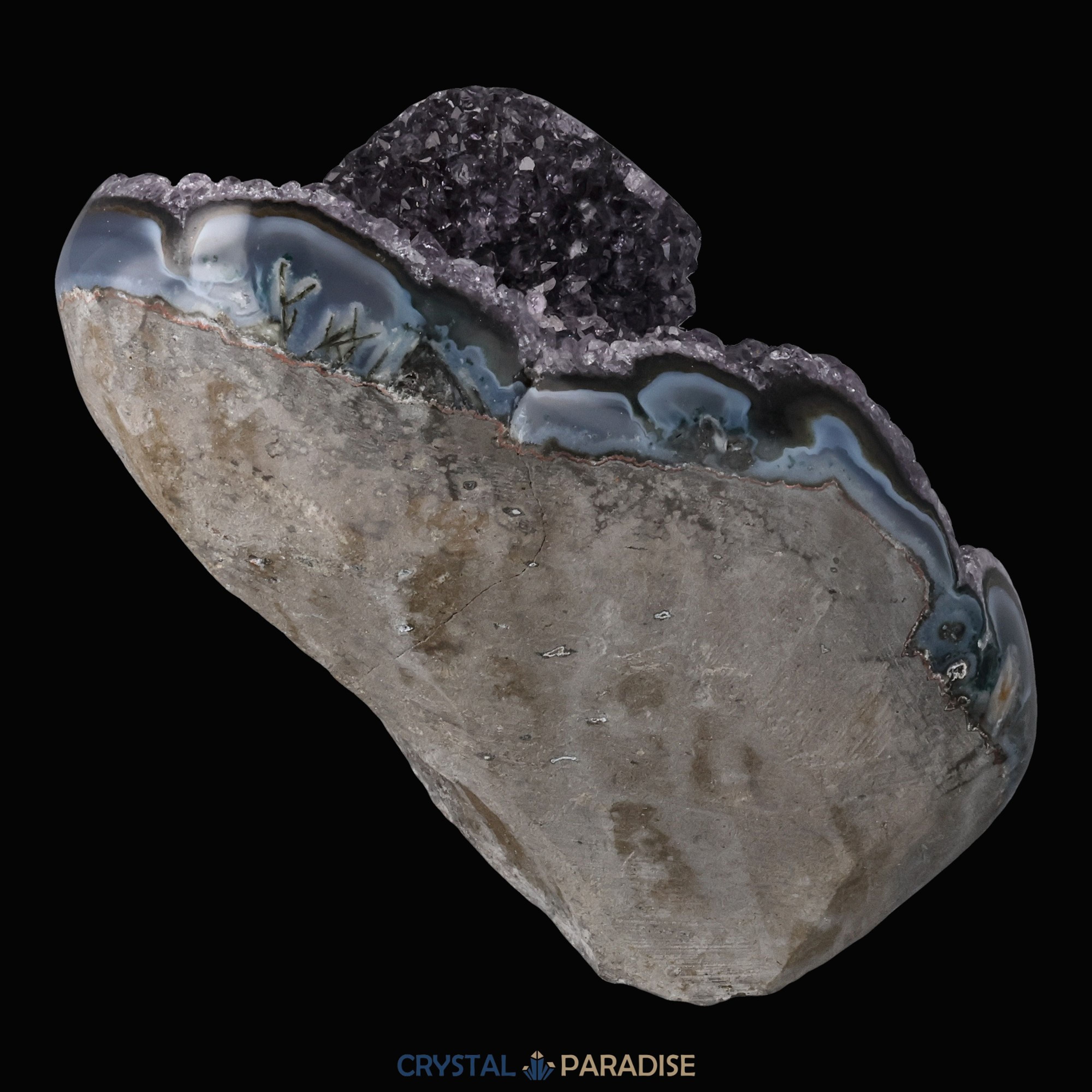 Achatisierte Amethyst Druse aus Uruguay (808g) – Ansicht 8