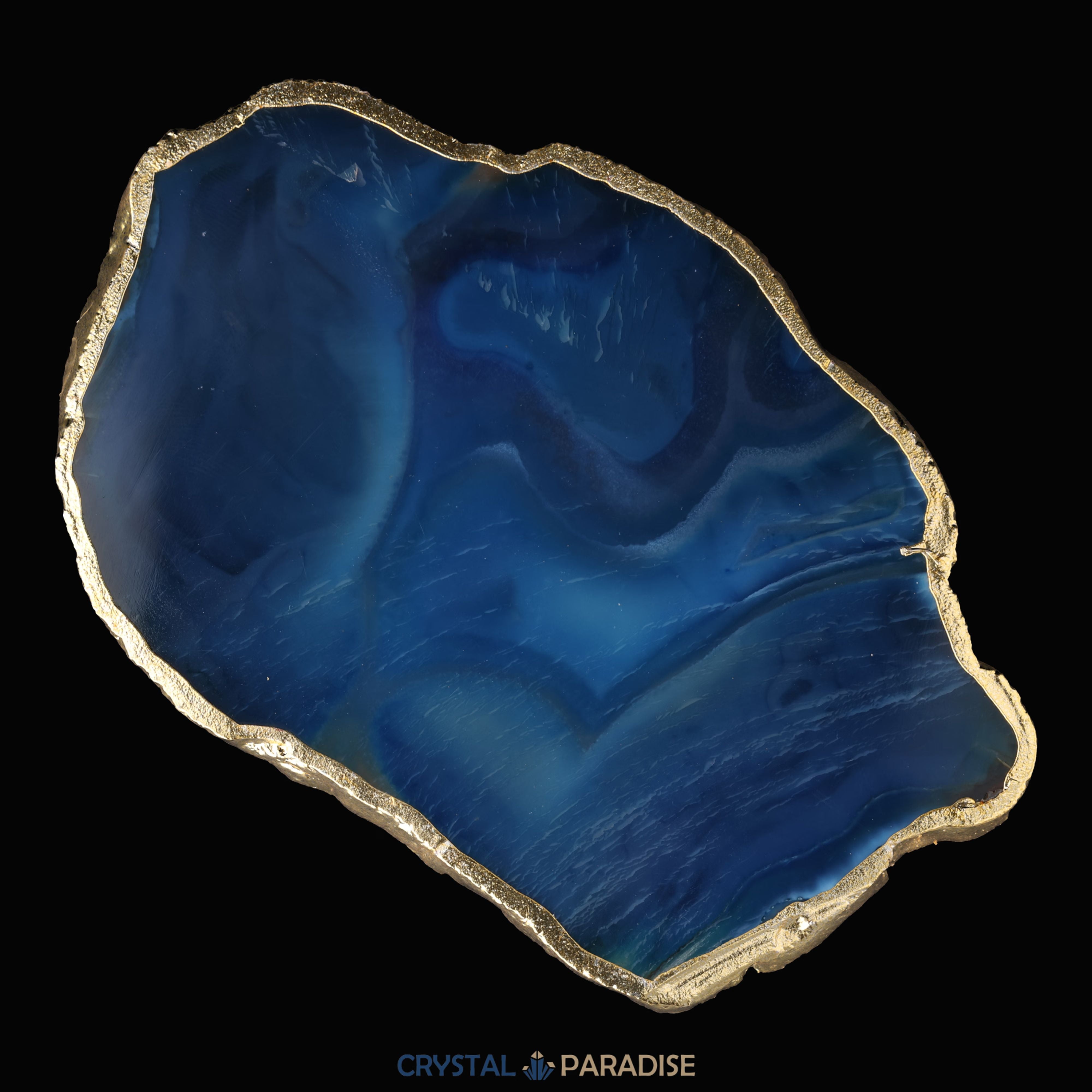 Achatscheibe blau-weiss mit Goldrand – Ansicht 8