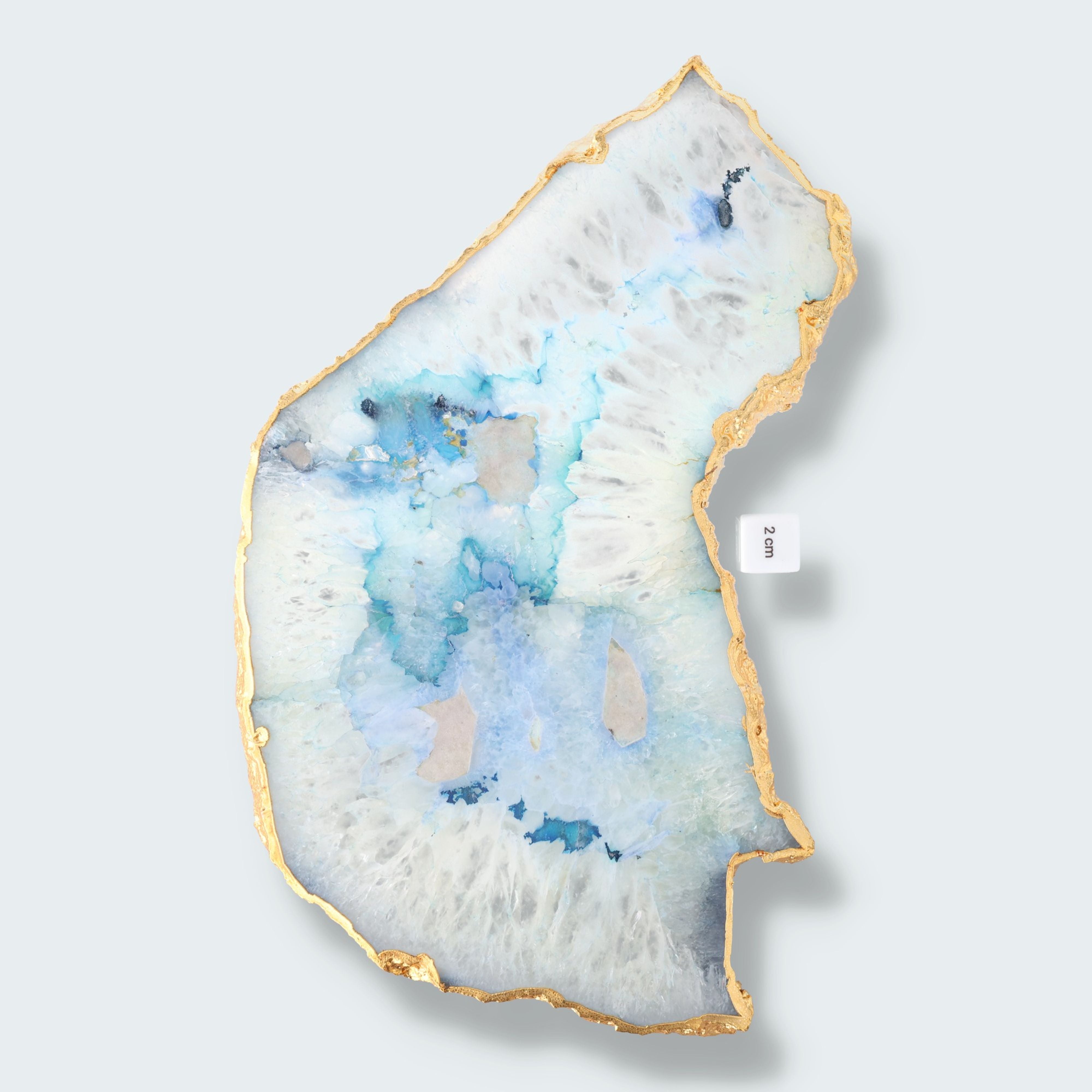 Achatscheibe blau-weiss mit Goldrand - ca. 32 cm Durchmesser (1354g) – Ansicht 3