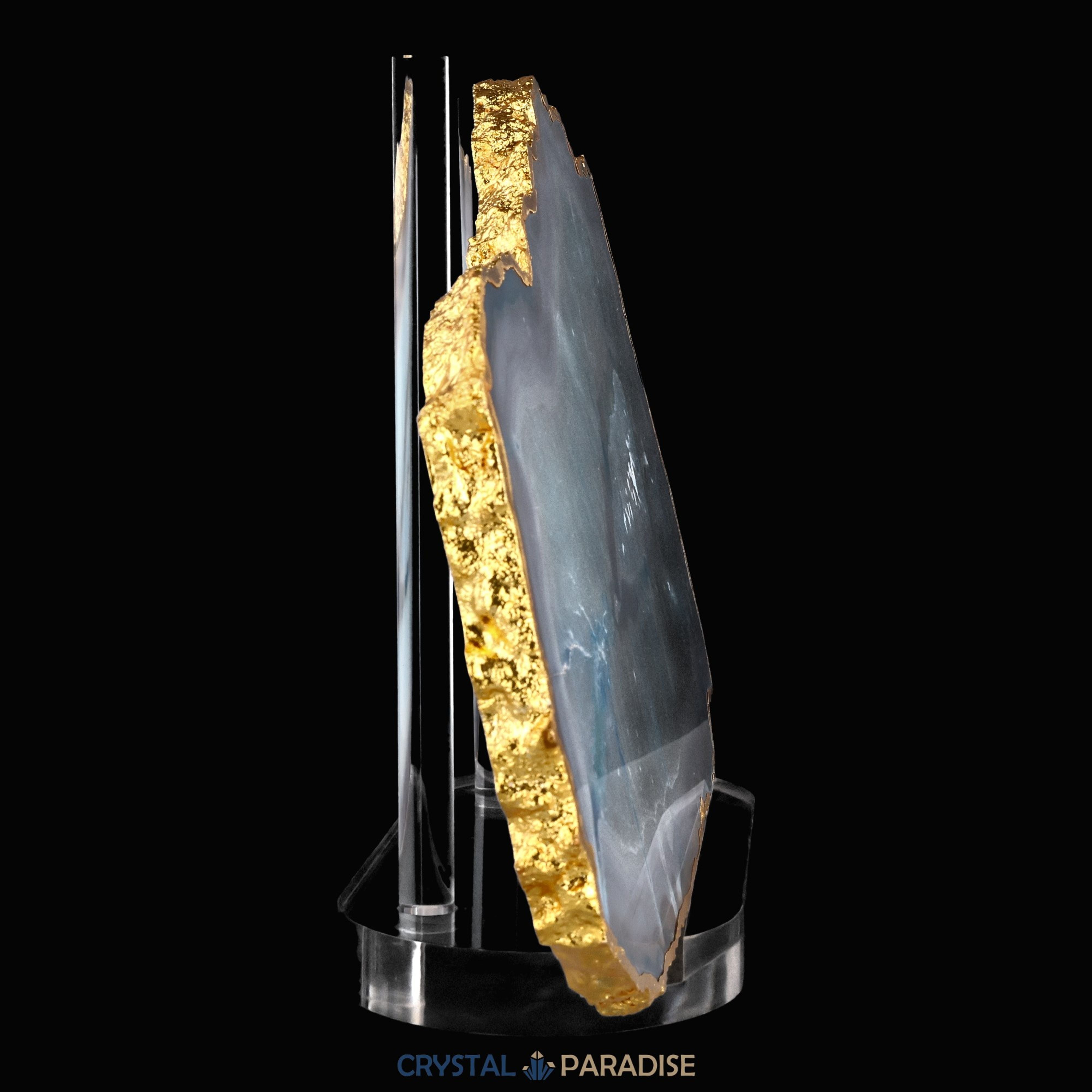 Achatscheibe blau-weiss mit Goldrand - ca. 36cm – Ansicht 9