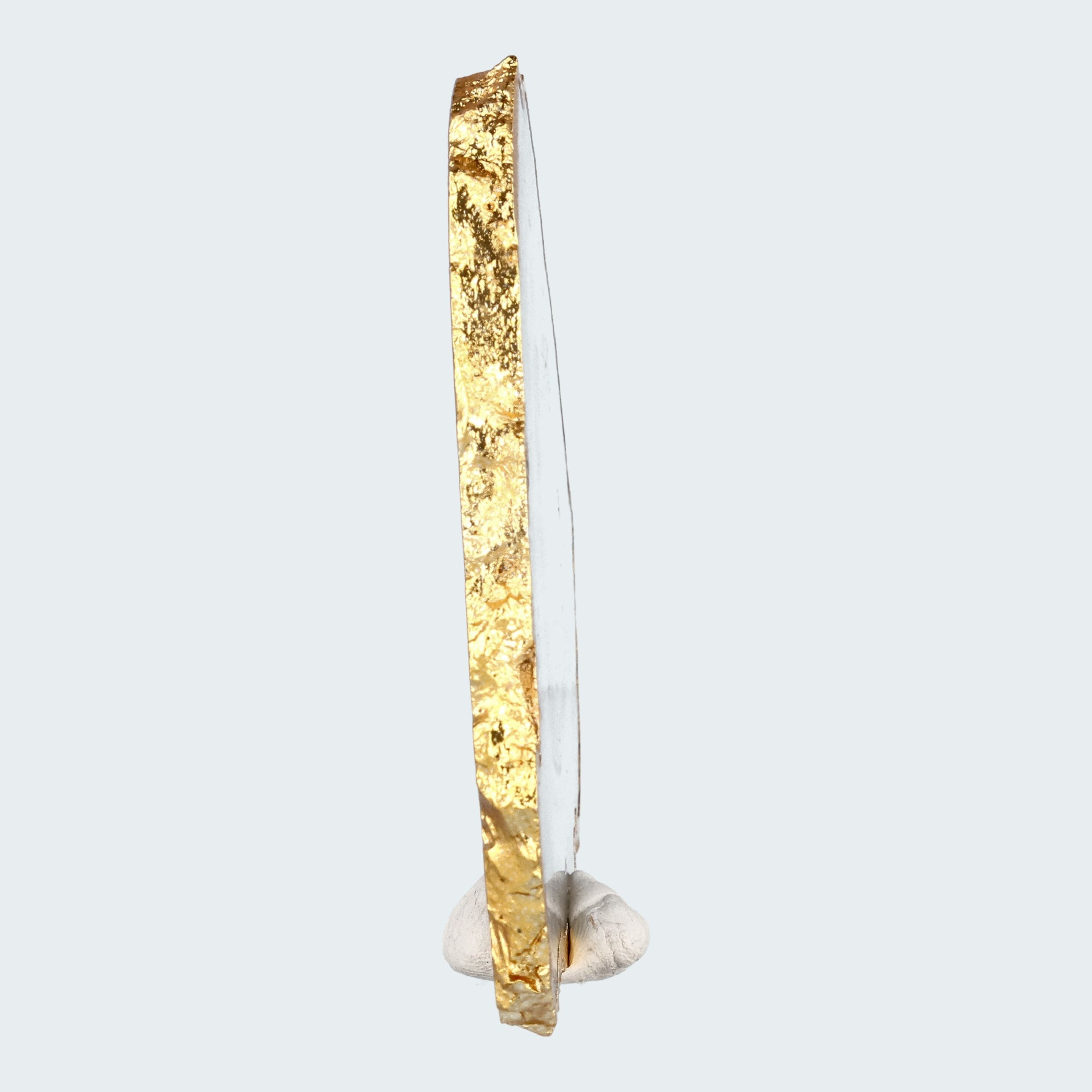 Achatscheibe grün weiss mit Goldrand - ca. 10 cm – Ansicht 3