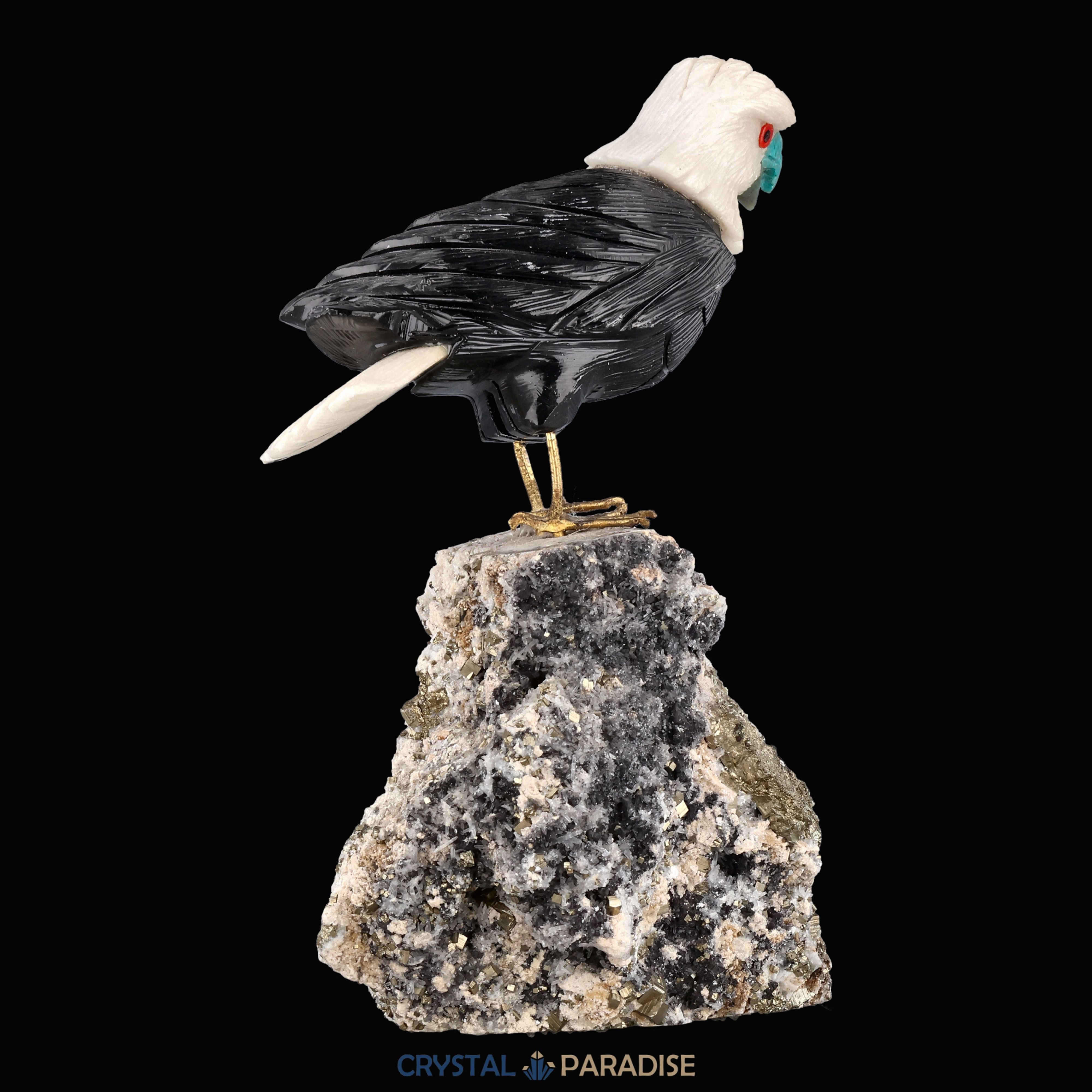Adlerfigur auf Pyrit (18 cm) – Ansicht 8