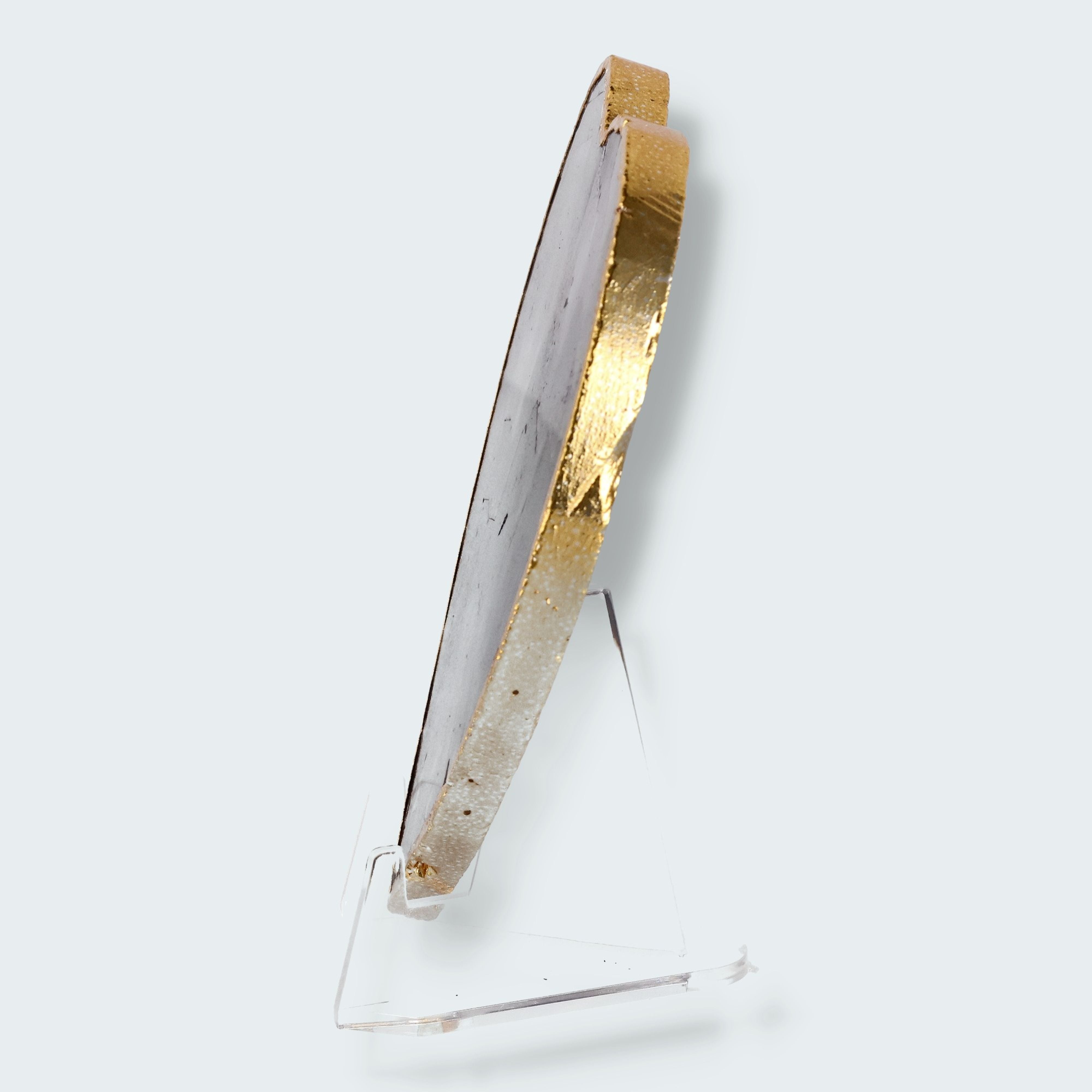 Amethyst-Scheibe mit Goldrand in Herzform – Ansicht 2
