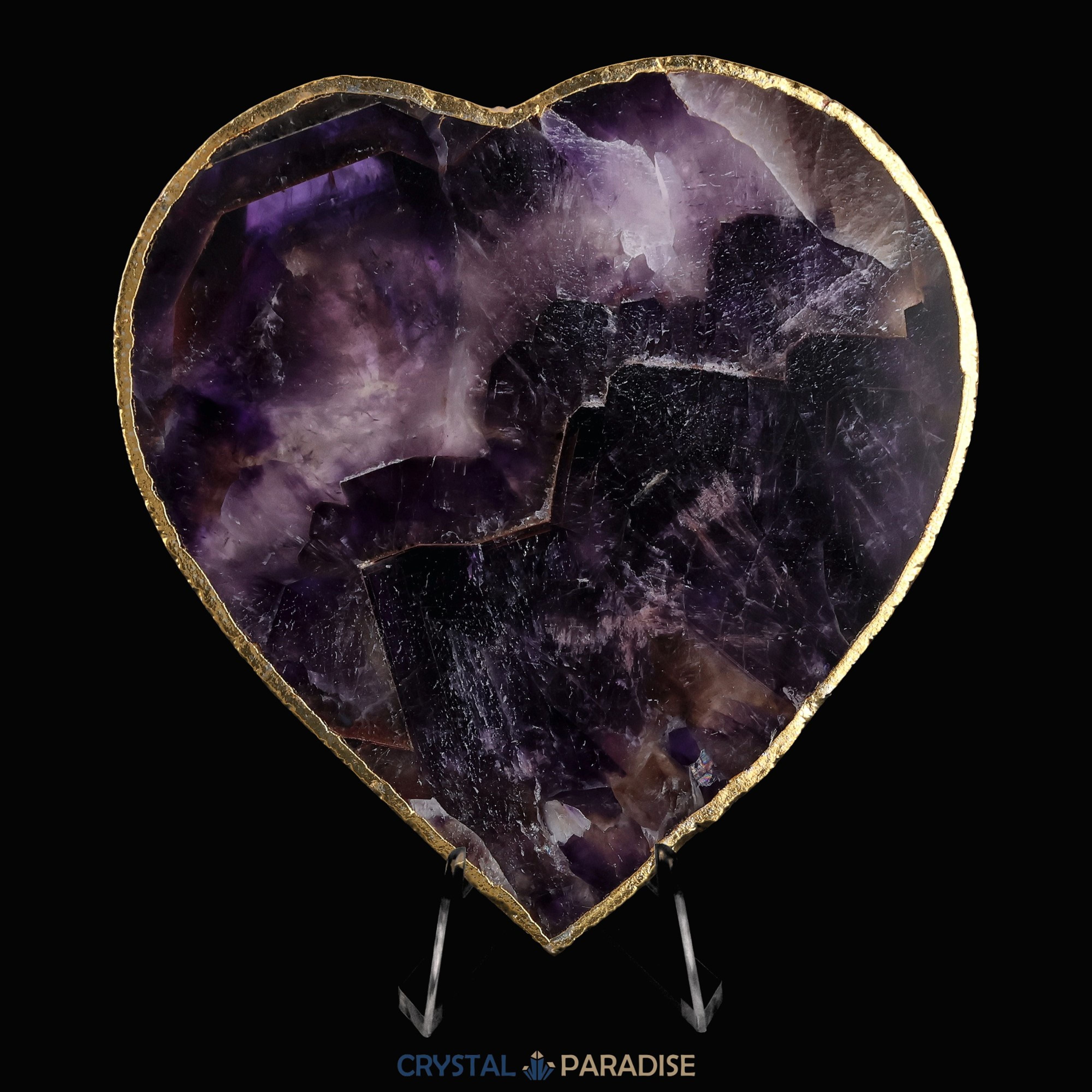 Amethyst-Scheibe mit Goldrand in Herzform – Ansicht 3
