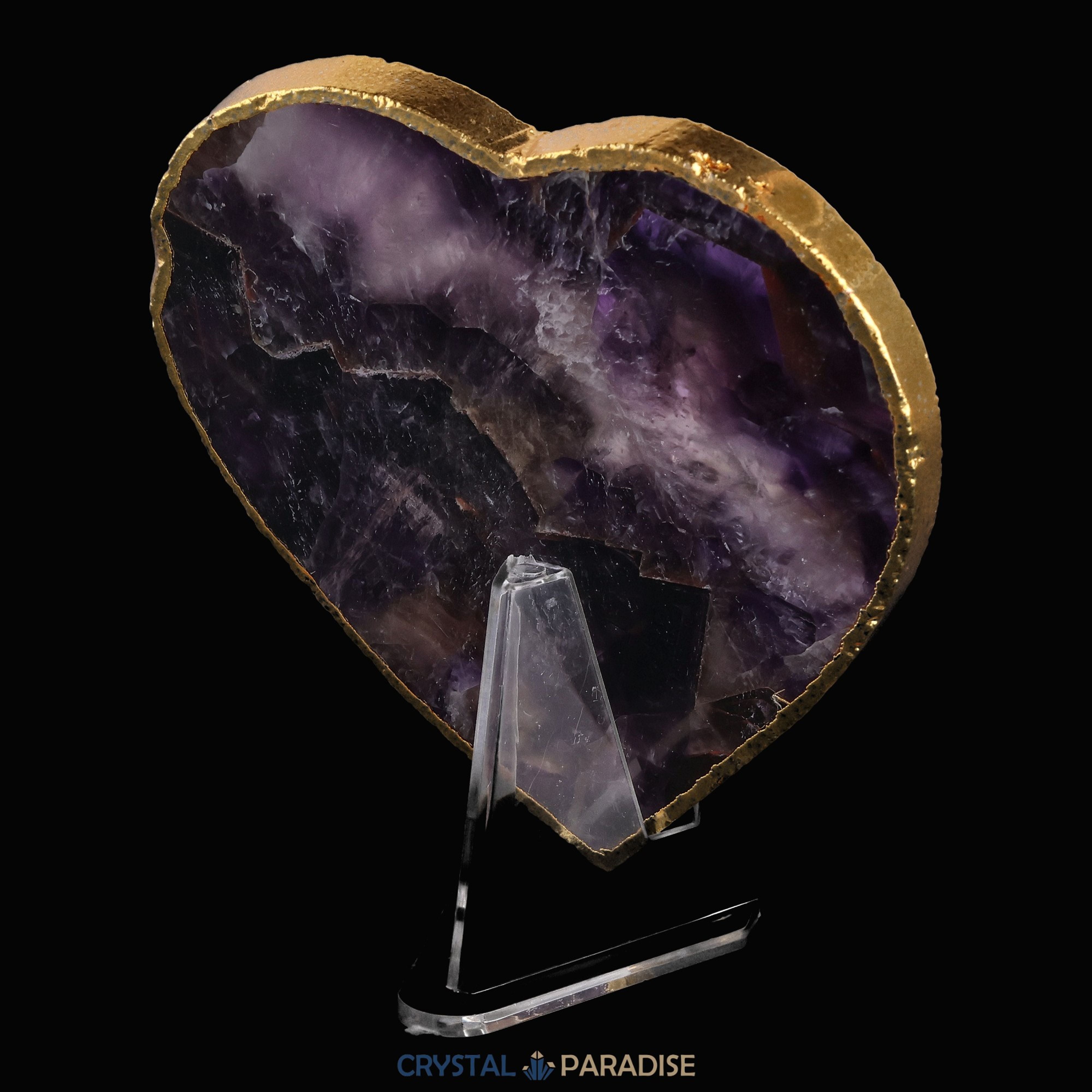 Amethyst-Scheibe mit Goldrand in Herzform – Ansicht 7