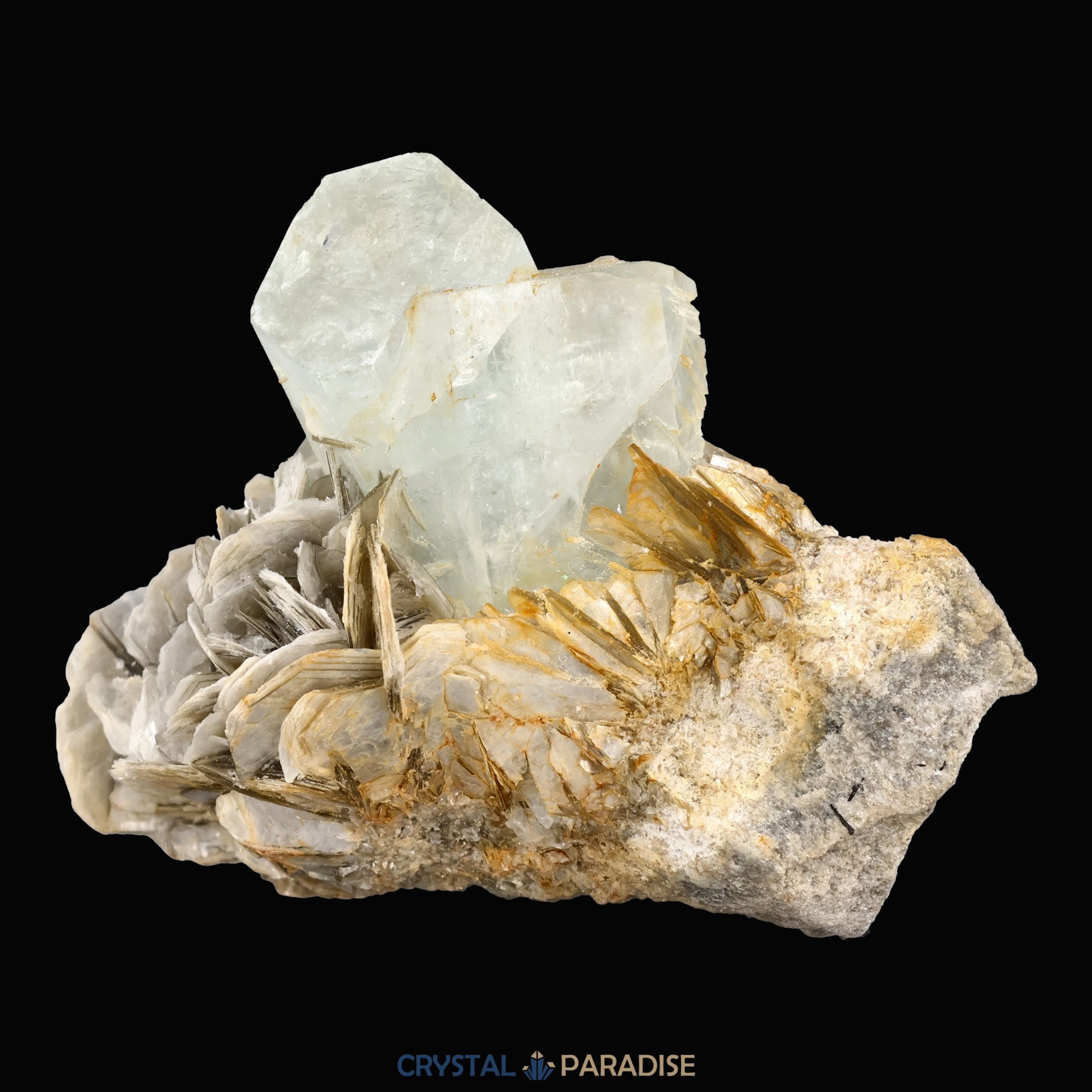 Aquamarin Kristall auf Feldspat aus Pakistan (96g) – Ansicht 5