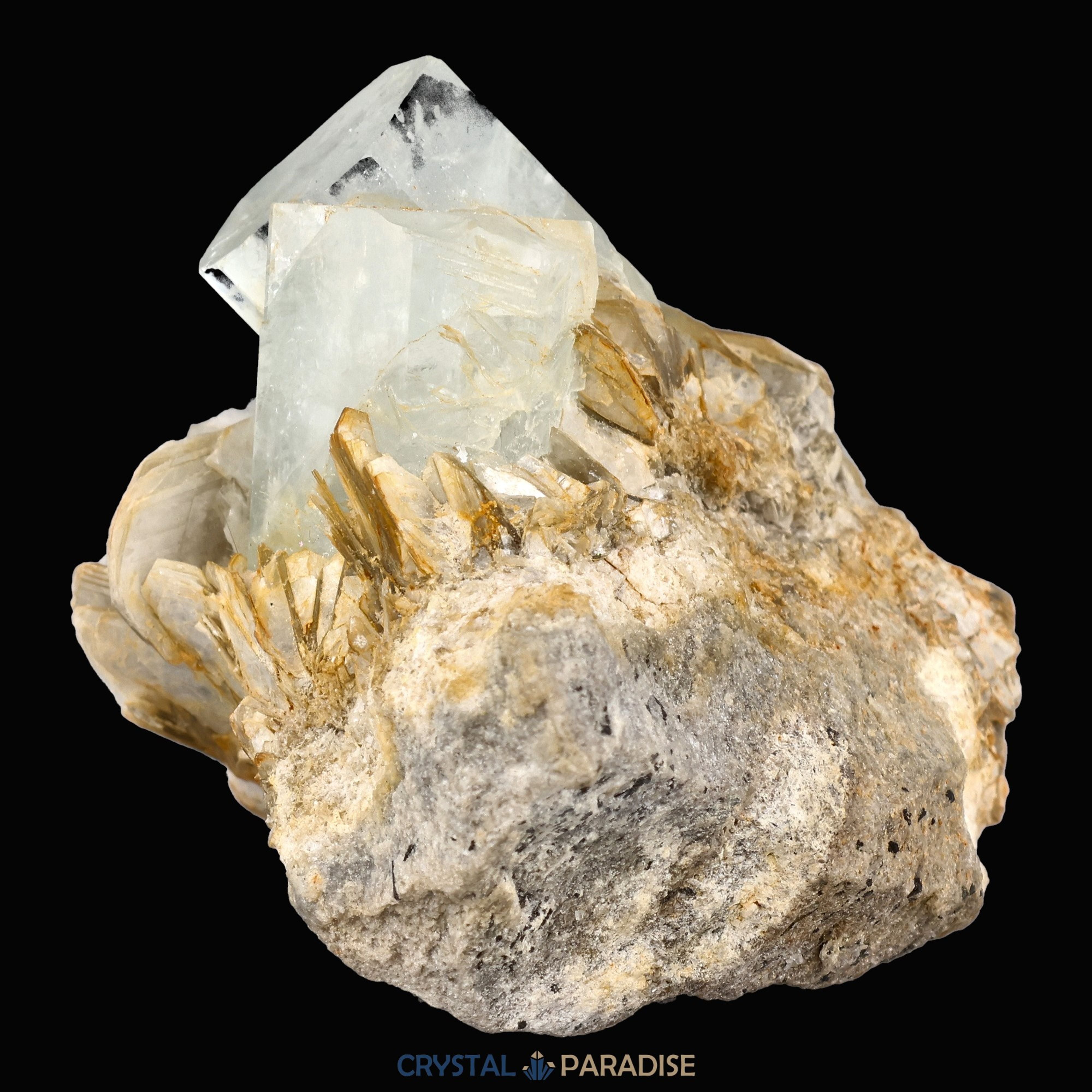Aquamarin Kristall auf Feldspat aus Pakistan (96g) – Ansicht 6