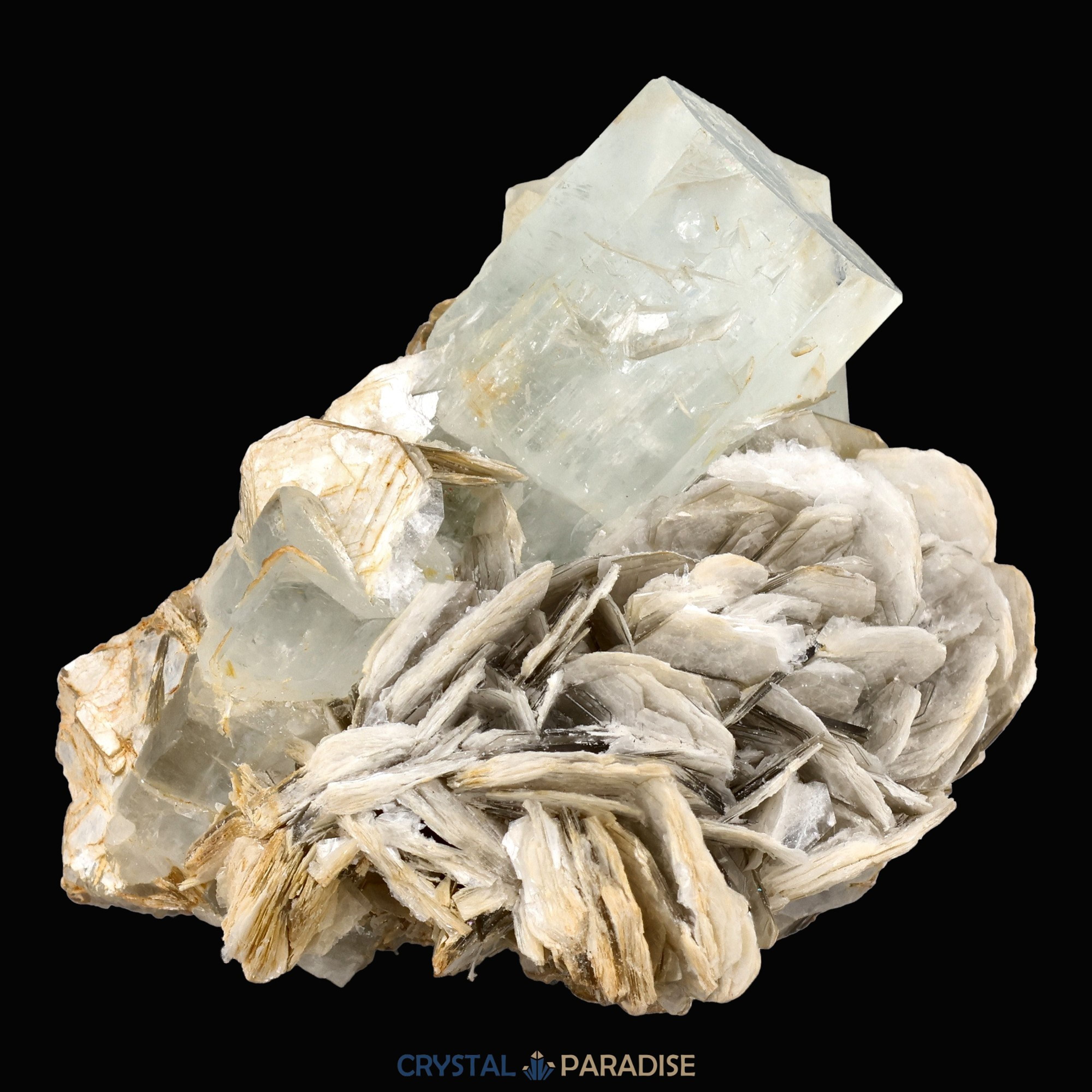 Aquamarin Kristall auf Feldspat aus Pakistan (96g) – Ansicht 9