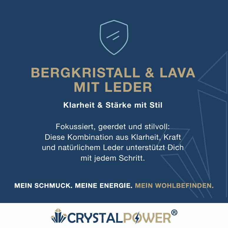 Bergkristall & Lava mit Leder – Klarheit & Stärke mit Stil - Armband crystalpower® - crystal paradise