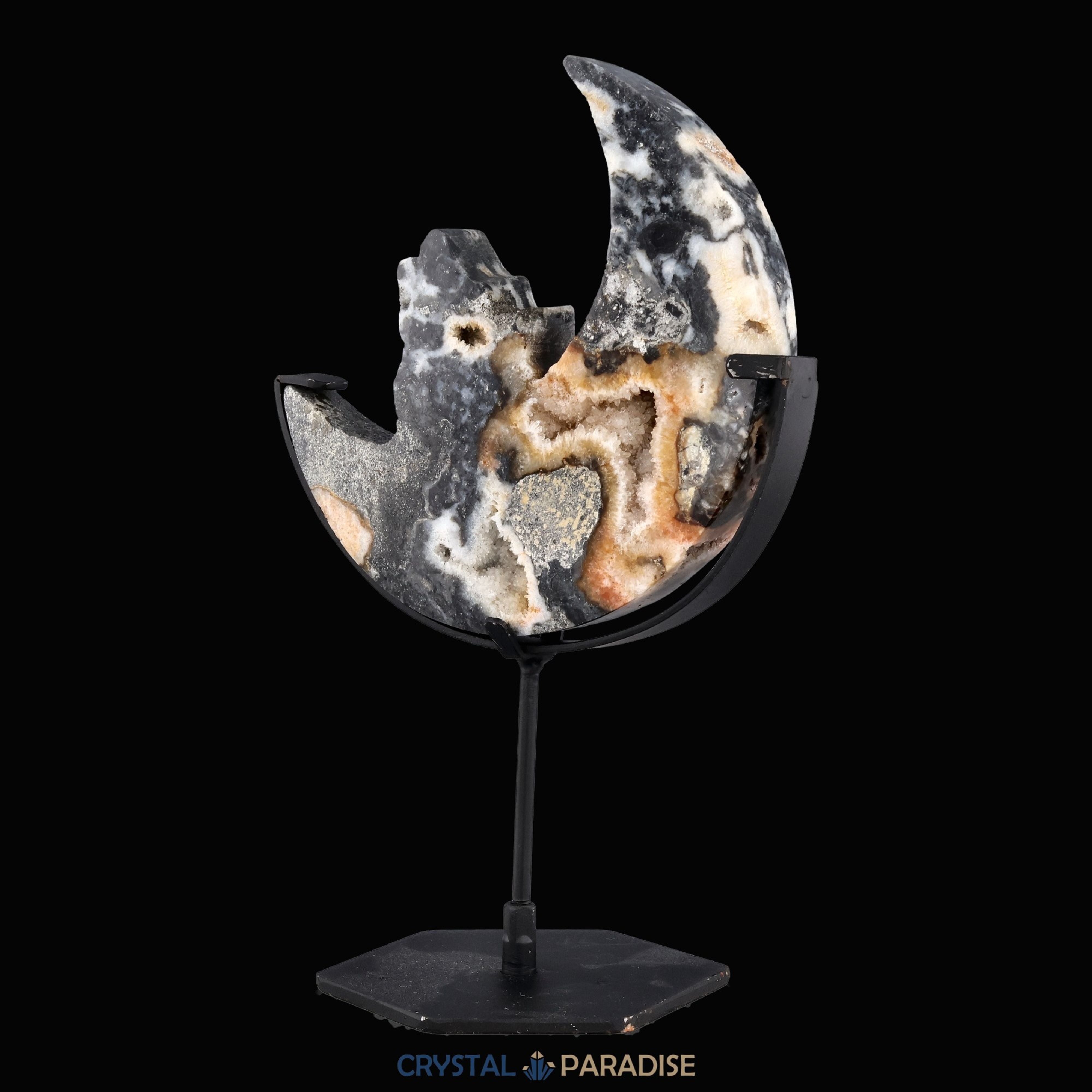 Bumblebbe Jaspis Druzy Mond mit Ständer – Ansicht 5