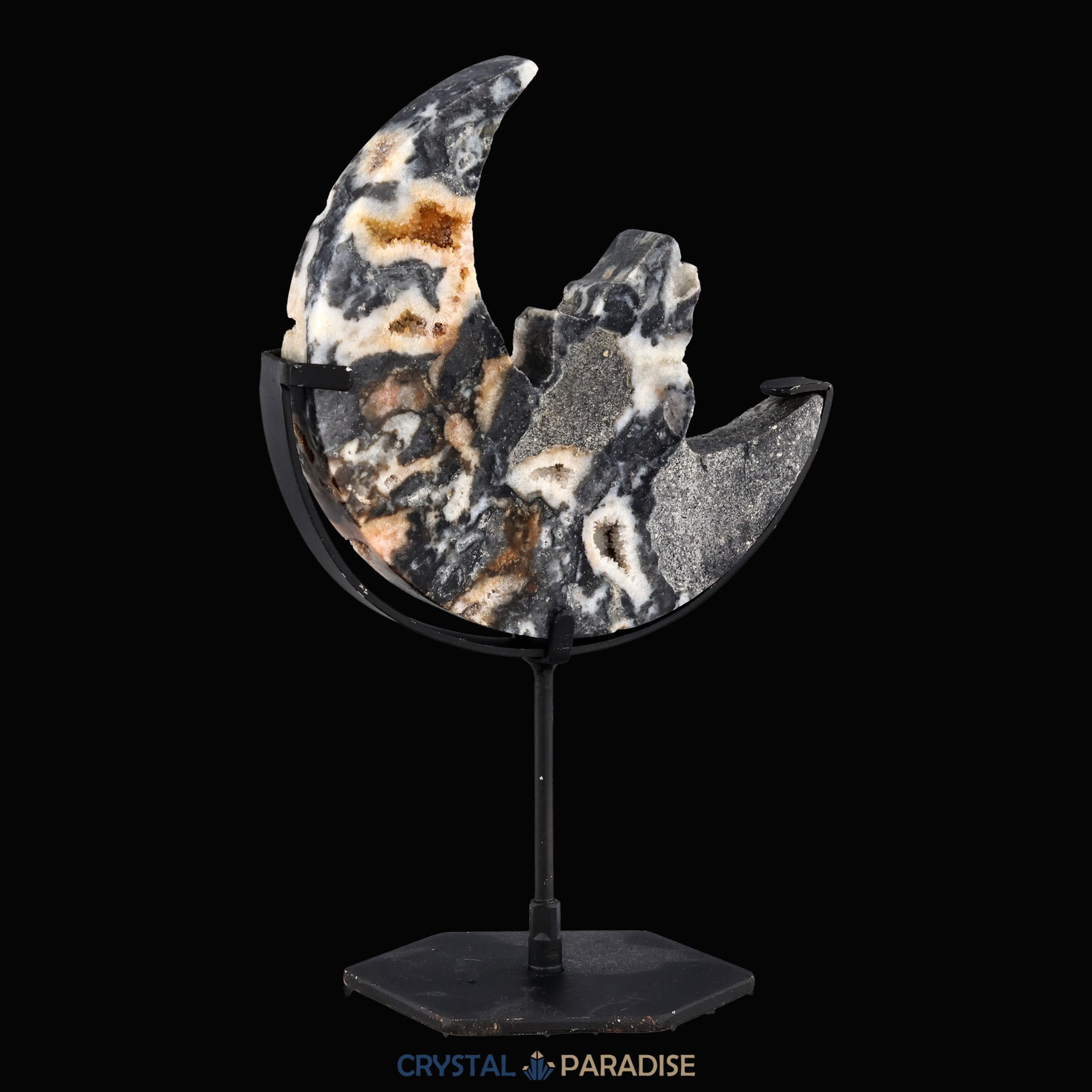 Bumblebbe Jaspis Druzy Mond mit Ständer – Ansicht 7