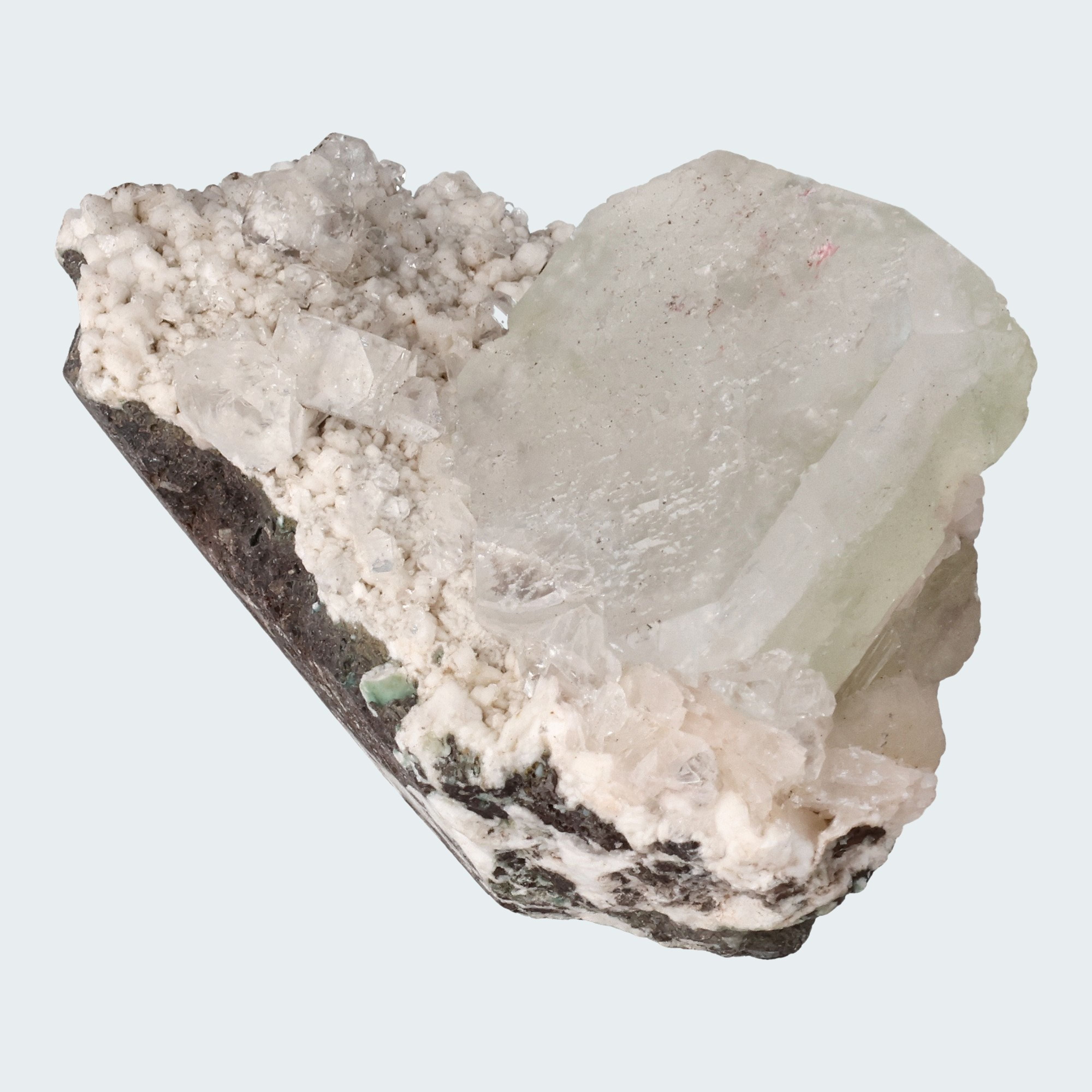 Grüner Apophyllit mit Stilbit Cluster aus Indien (191g) – Ansicht 3