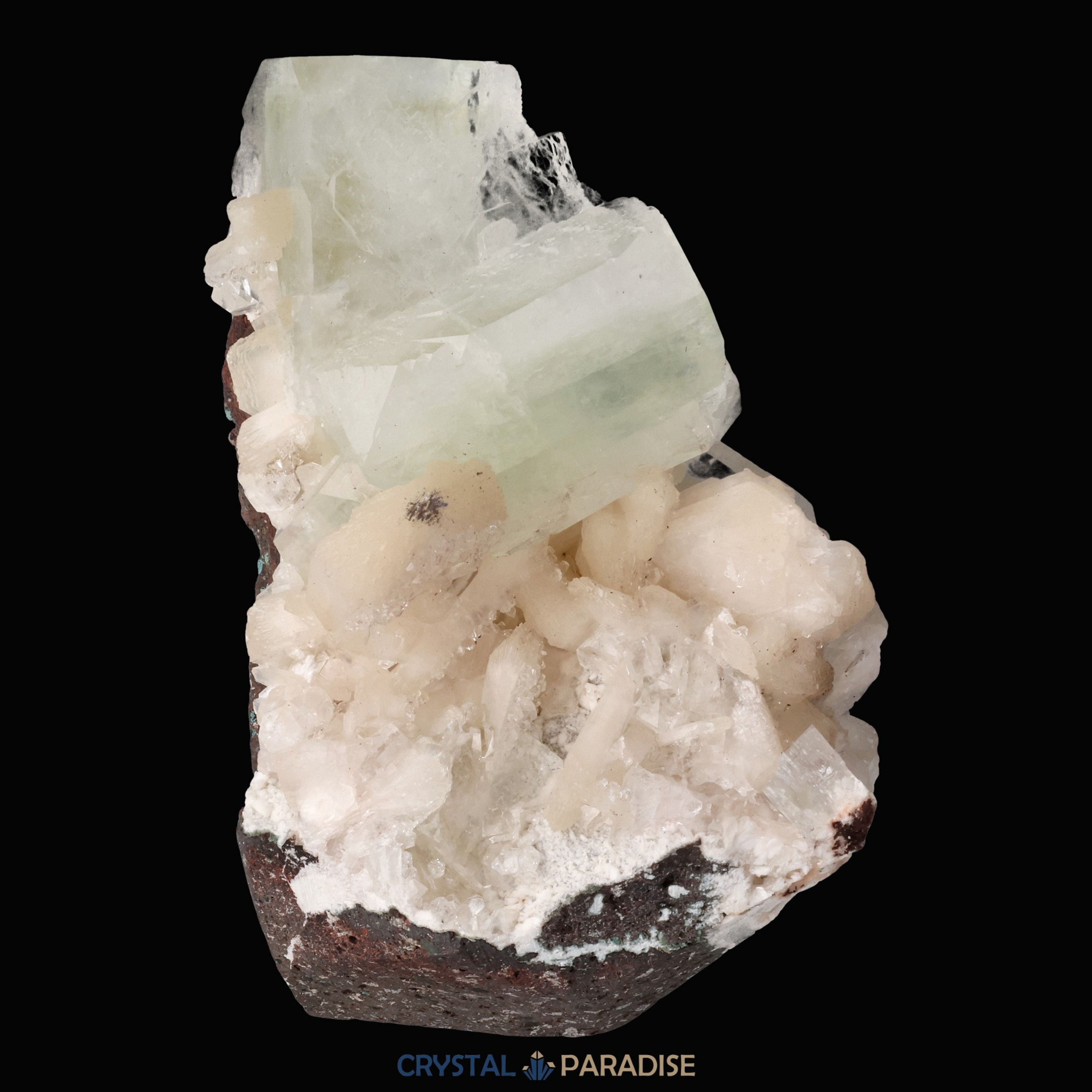 Grüner Apophyllit mit Stilbit Cluster aus Indien (335g) – Ansicht 15