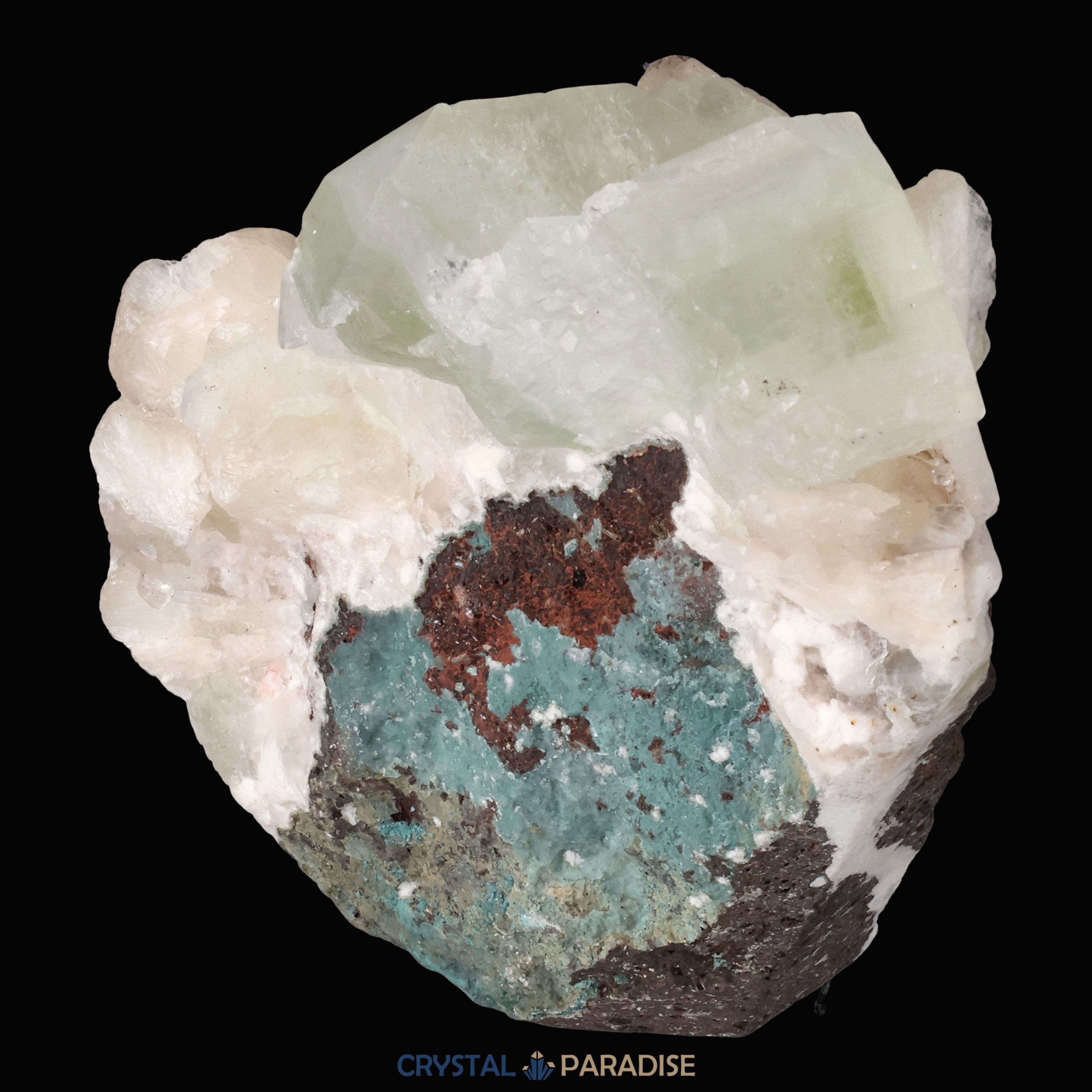Grüner Apophyllit mit Stilbit Cluster aus Indien (335g) – Ansicht 9