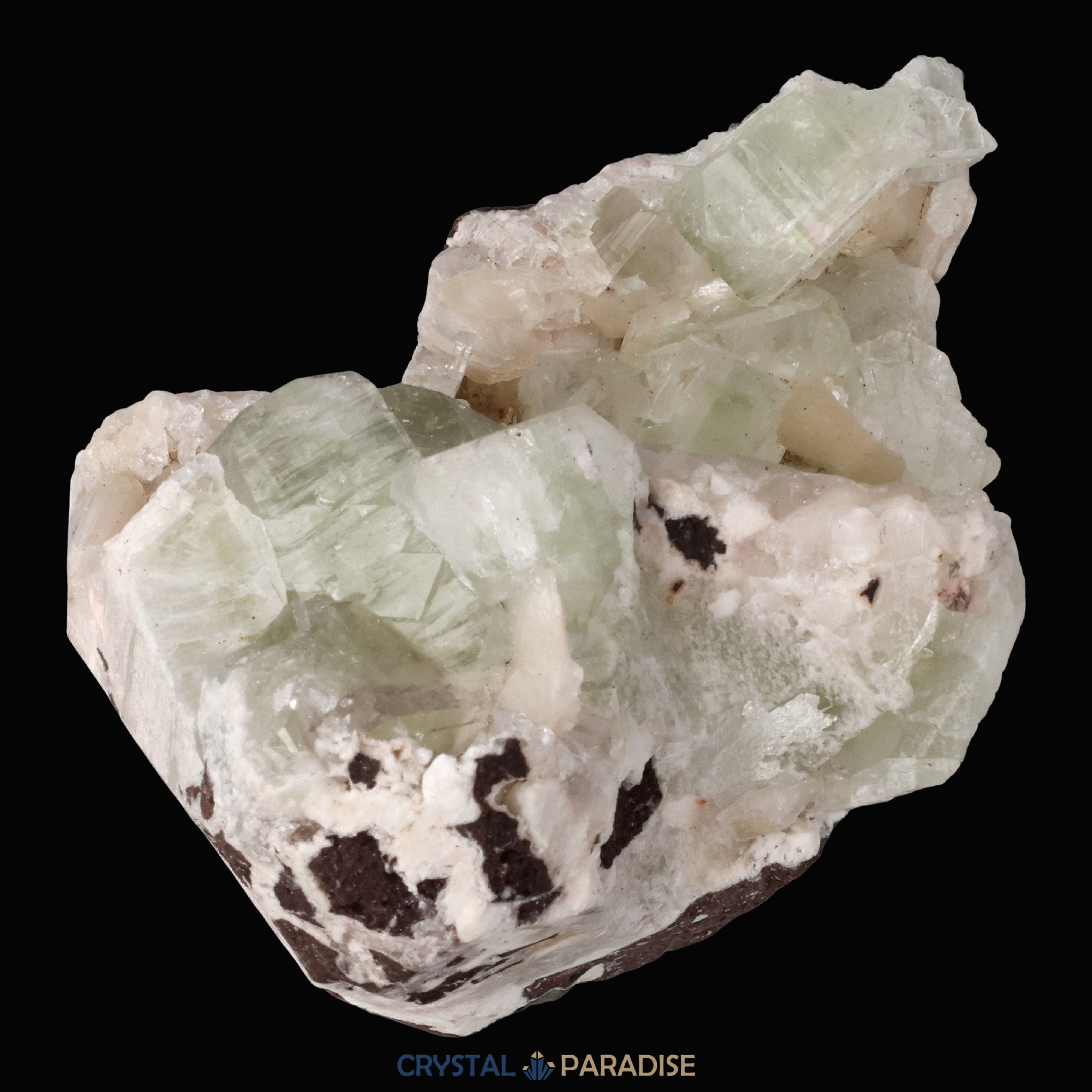 Grüner Apophyllit mit Stilbit Cluster aus Indien (477g) – Ansicht 14